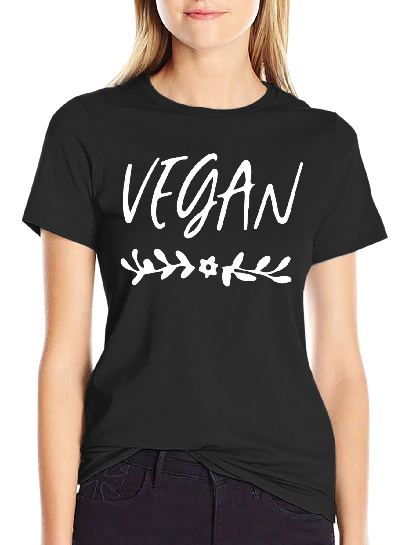 Vegan Floral T-Shirt - Unisex Black Tee