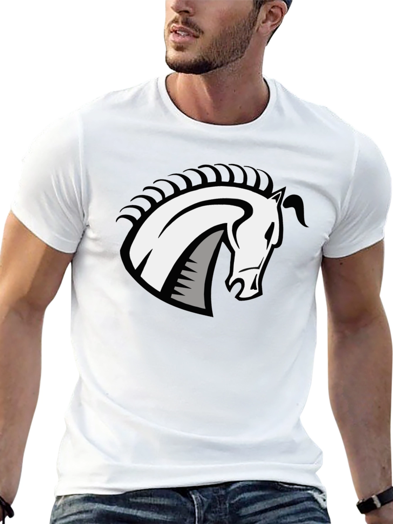 Black T-Shirt with Horse Head Design