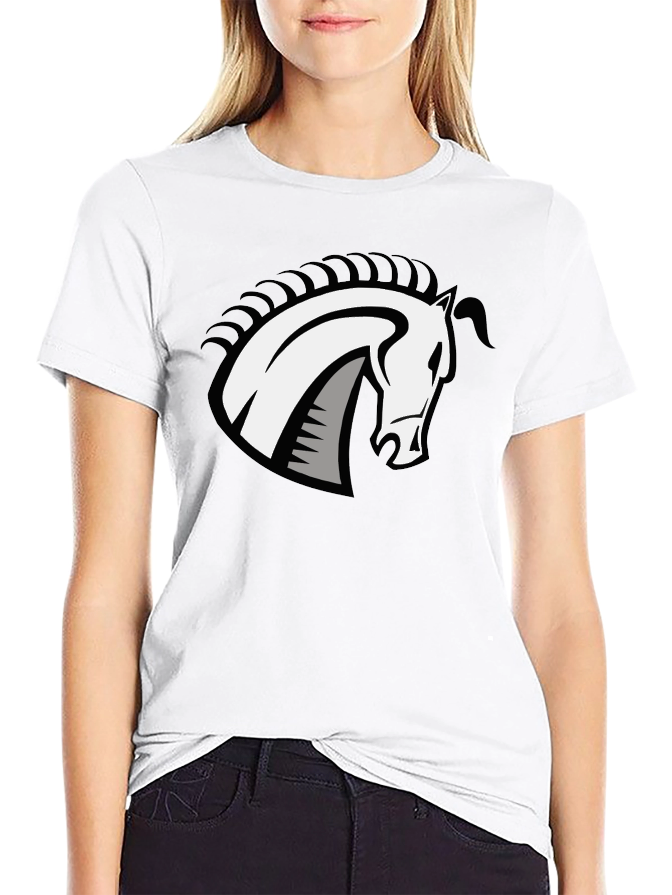 Black T-Shirt with Horse Head Design