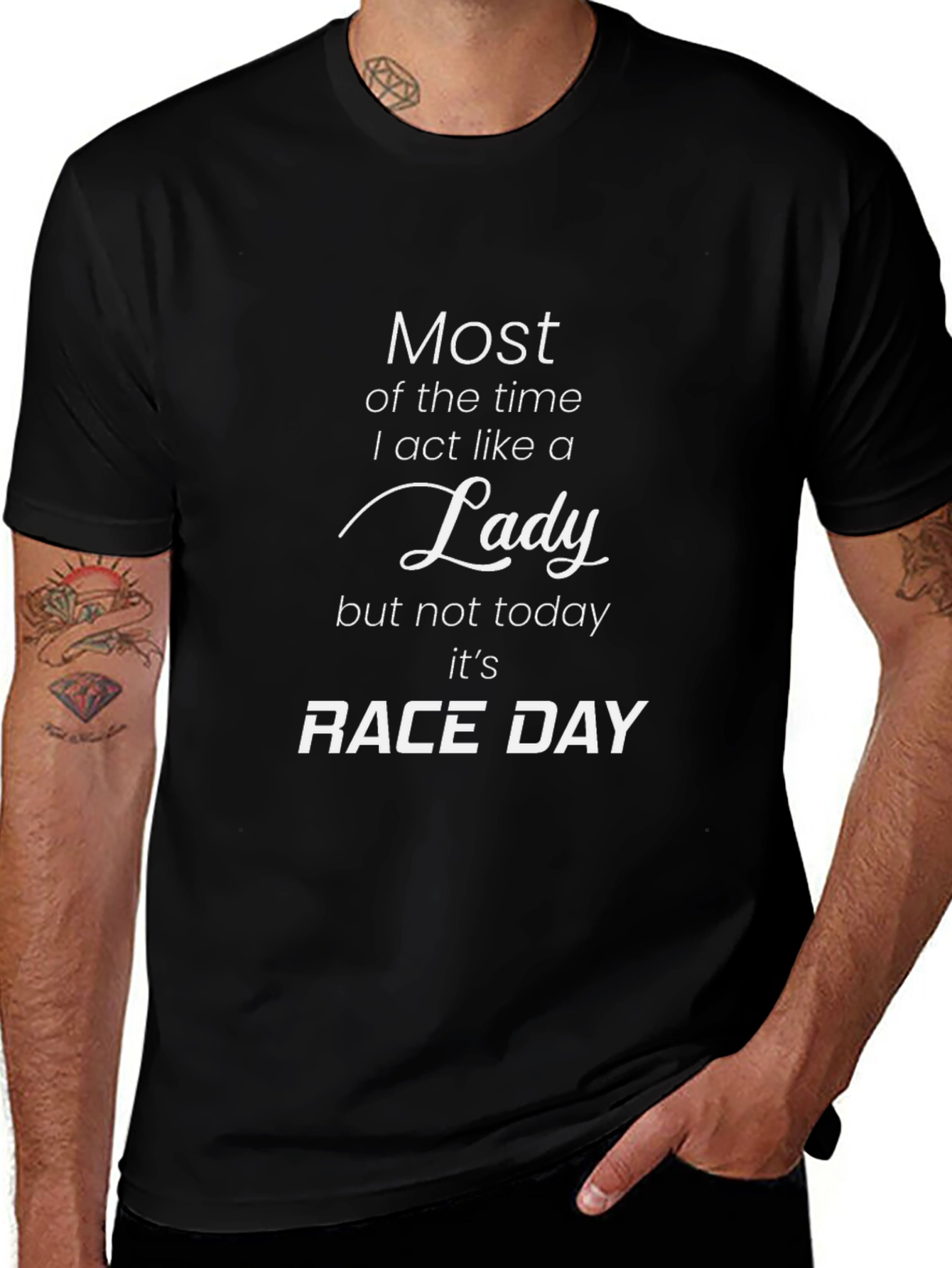 Race Day Lady T-Shirt - Black Graphic Tee