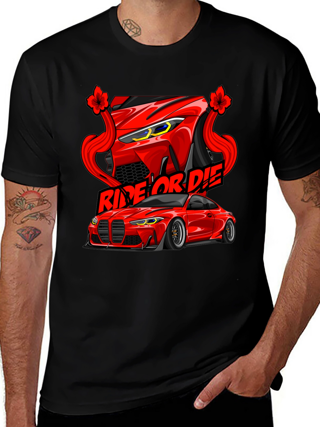 Ride or Die Car Graphic Tee - Black