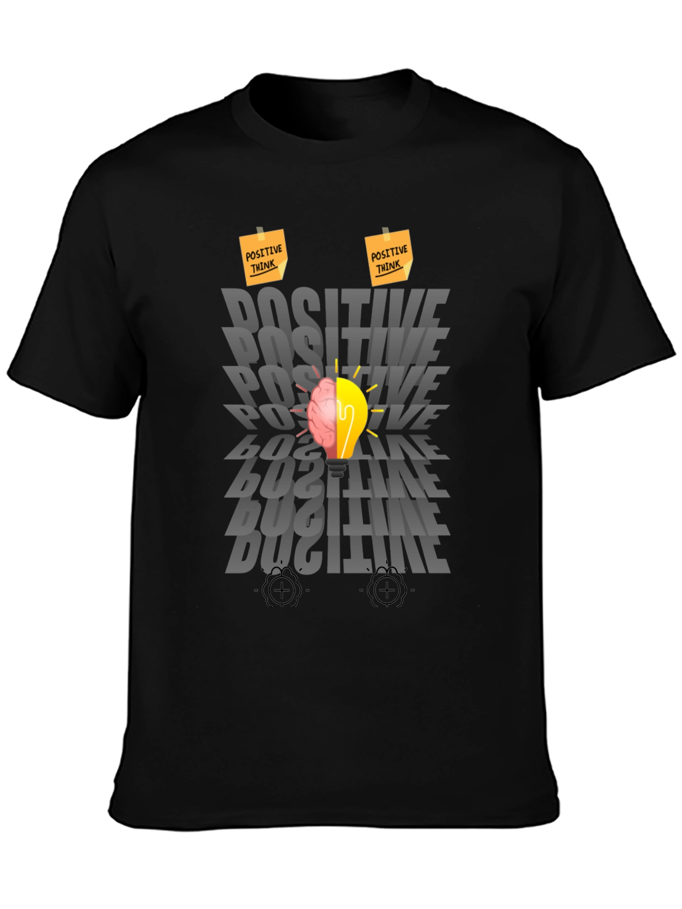 Positive Thinking Graphic Tee - Brain Lightbulb Design