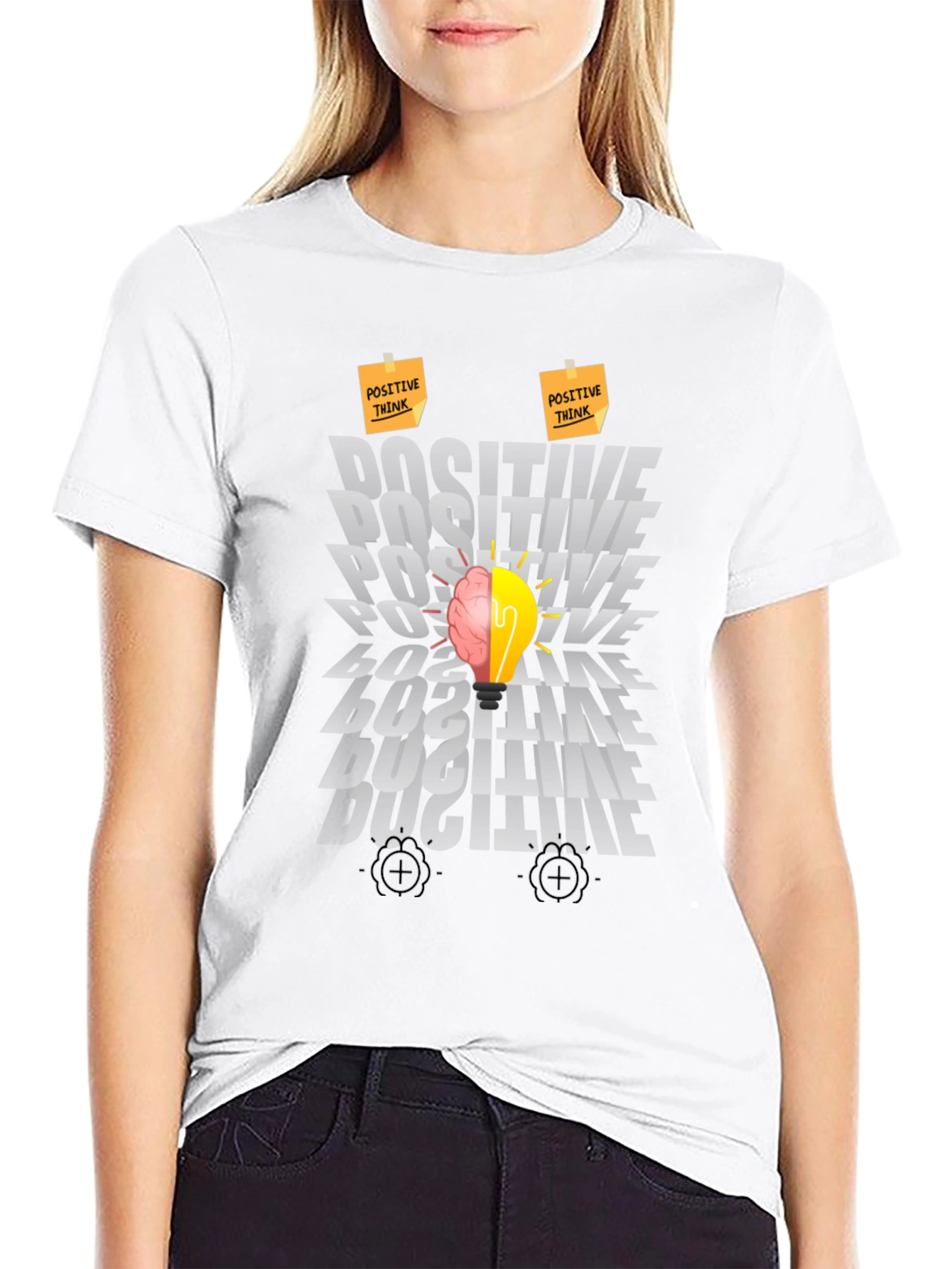 Positive Thinking Graphic Tee - Brain Lightbulb Design