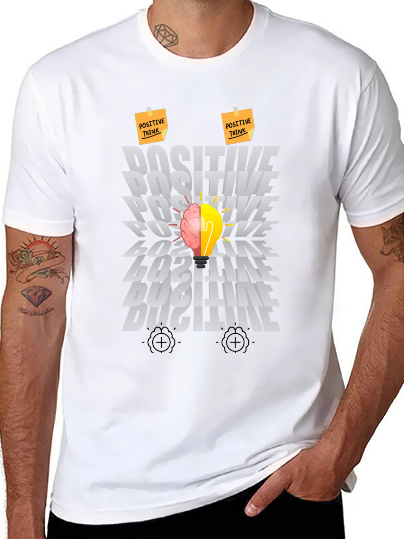 Positive Thinking Graphic Tee - Brain Lightbulb Design