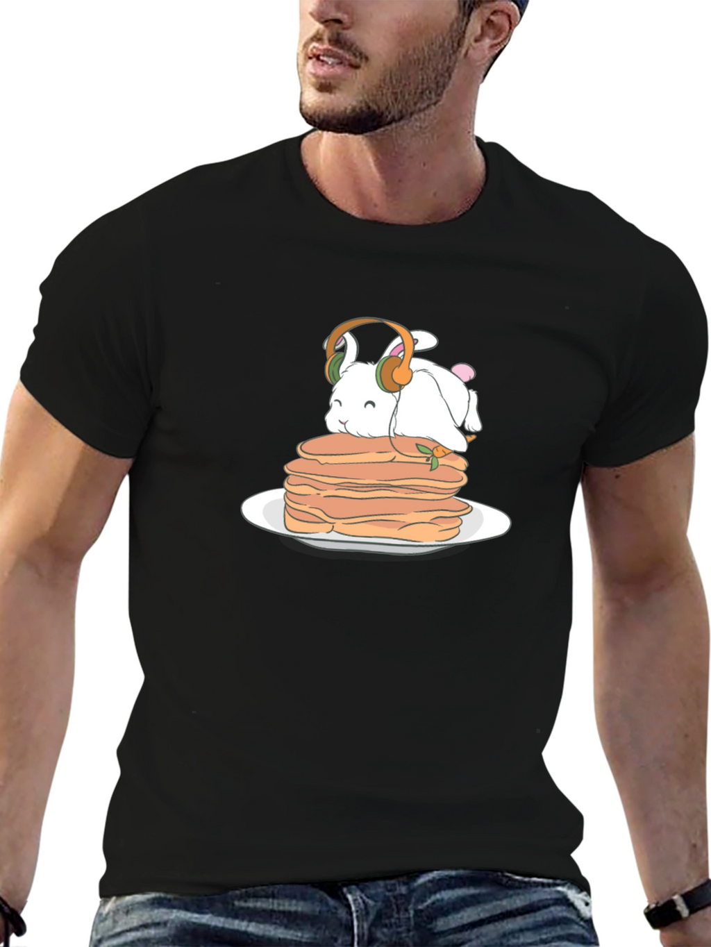 Bunny on Pancakes T-Shirt - Cute Foodie Tee