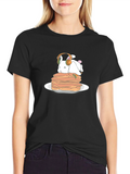 Bunny on Pancakes T-Shirt - Cute Foodie Tee