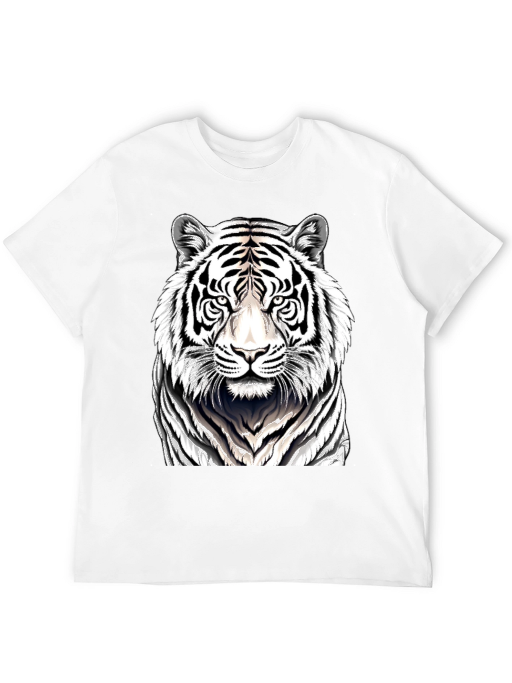 White Tiger Graphic Print Black T-Shirt