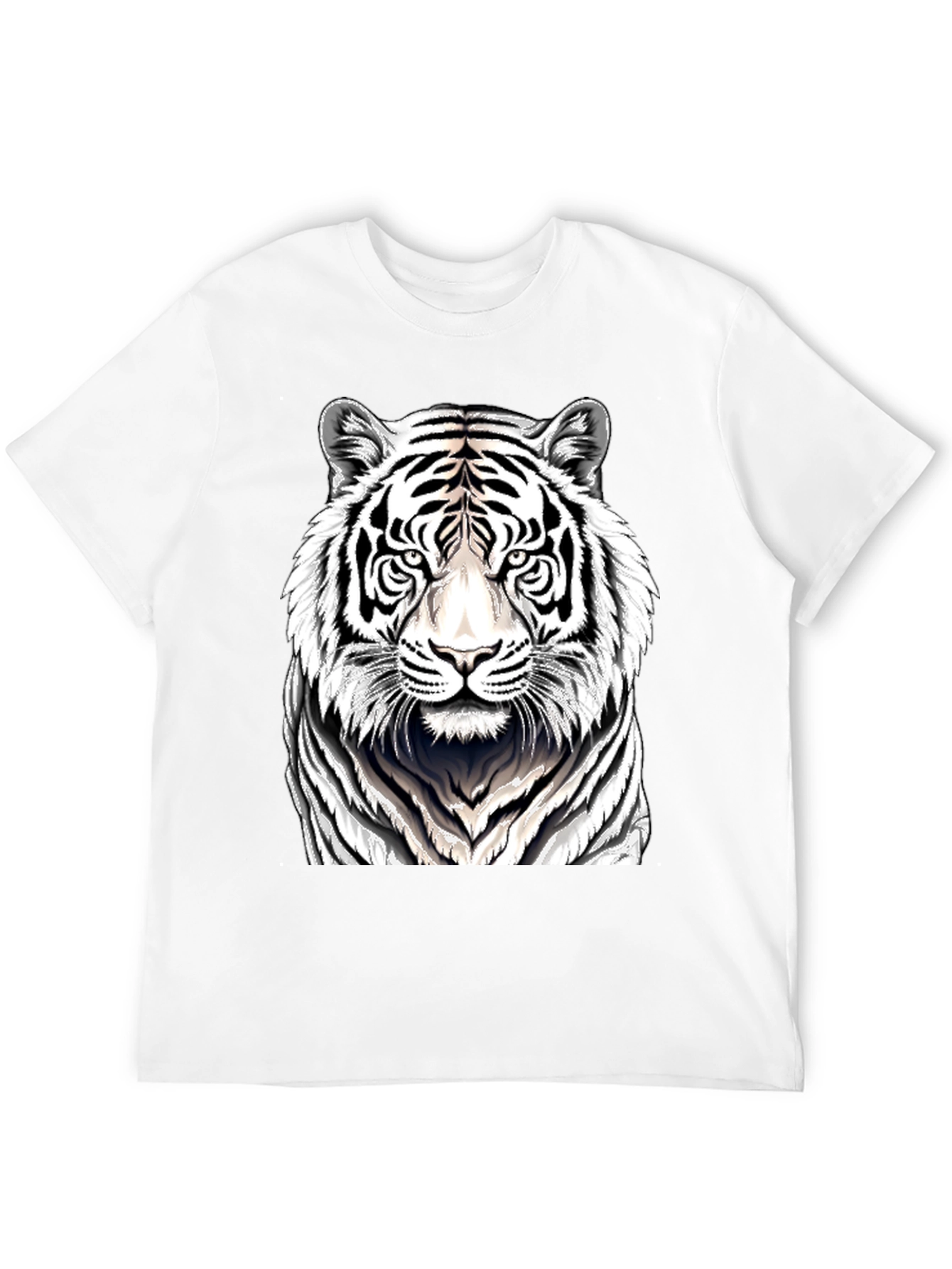 White Tiger Graphic Print Black T-Shirt