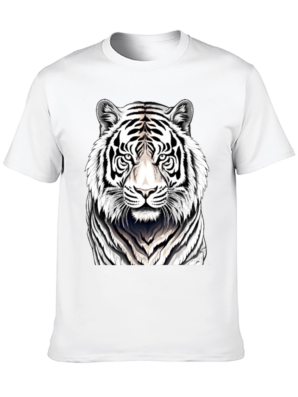 White Tiger Graphic Print Black T-Shirt
