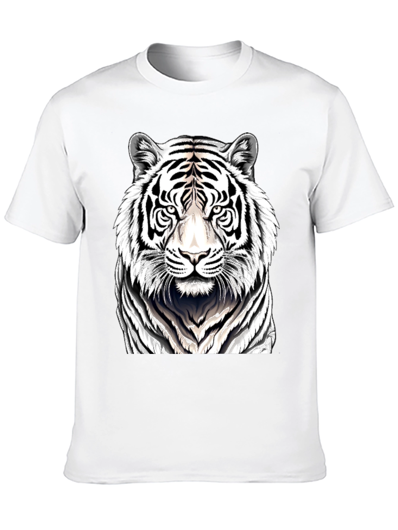 White Tiger Graphic Print Black T-Shirt