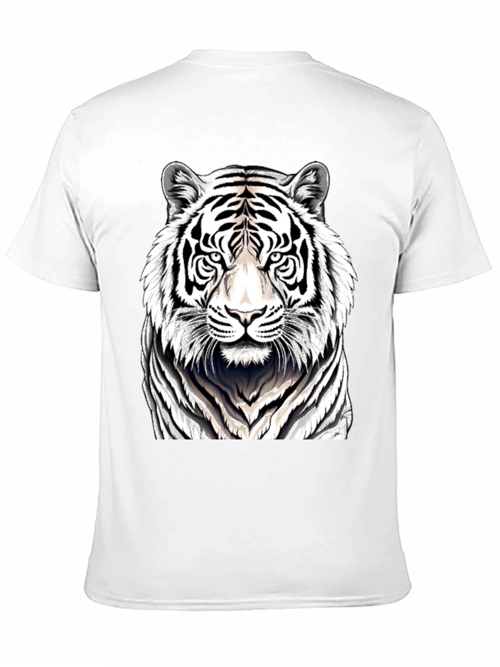 White Tiger Graphic Print Black T-Shirt