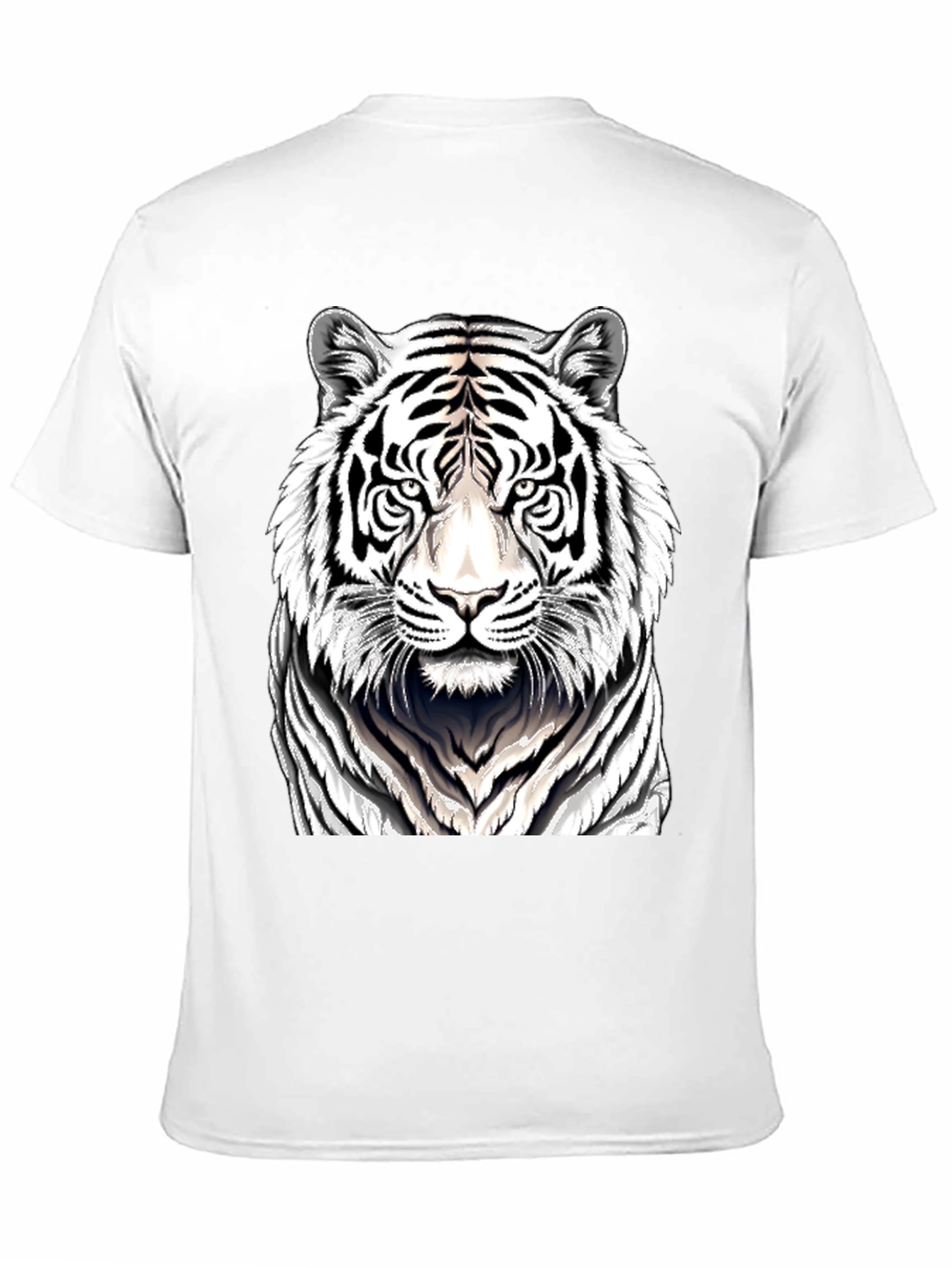 White Tiger Graphic Print Black T-Shirt