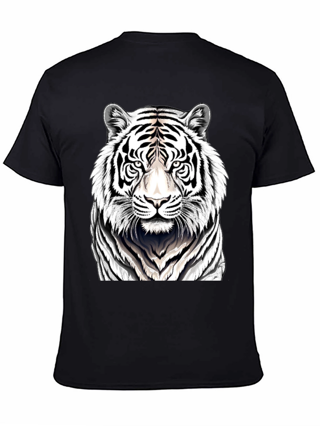 White Tiger Graphic Print Black T-Shirt