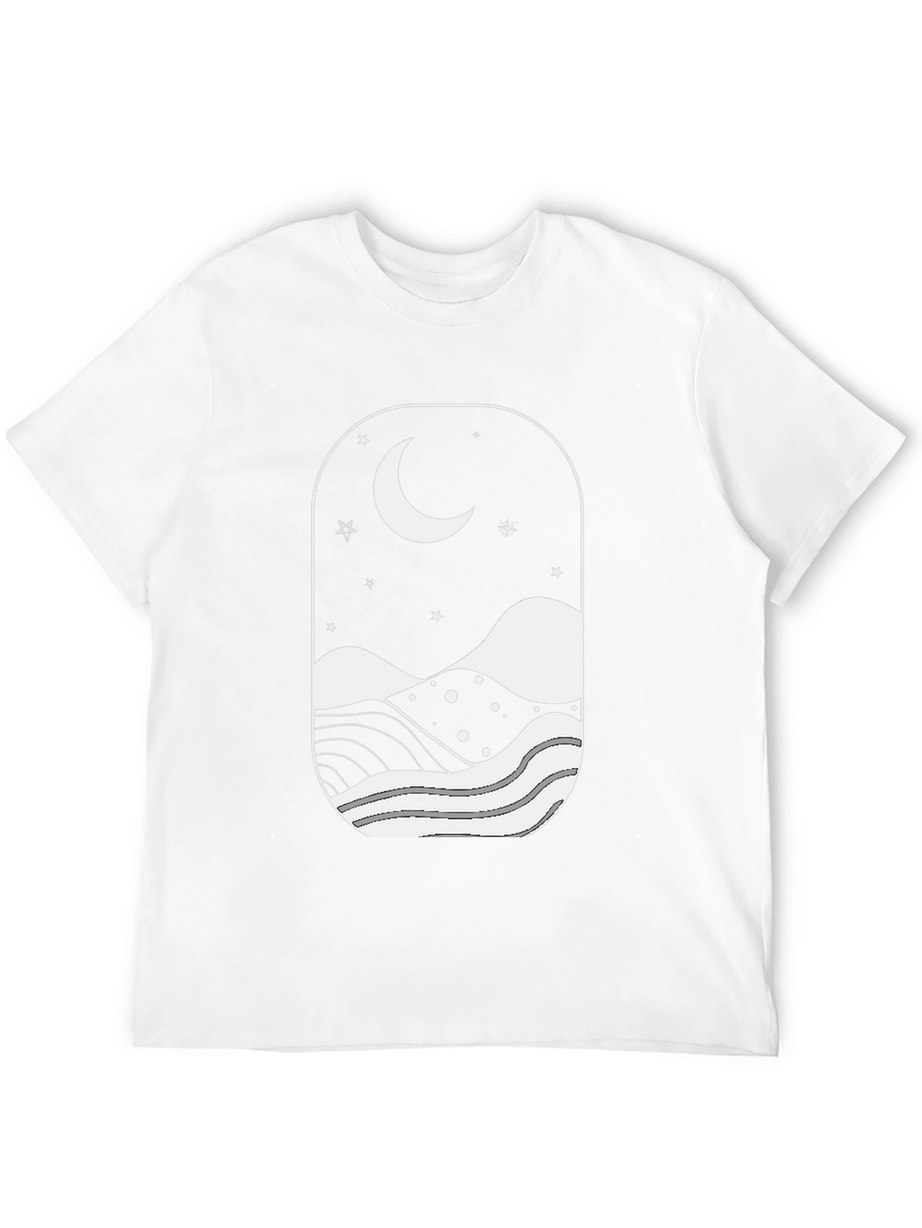 Moonlit Landscape Black Graphic T-Shirt