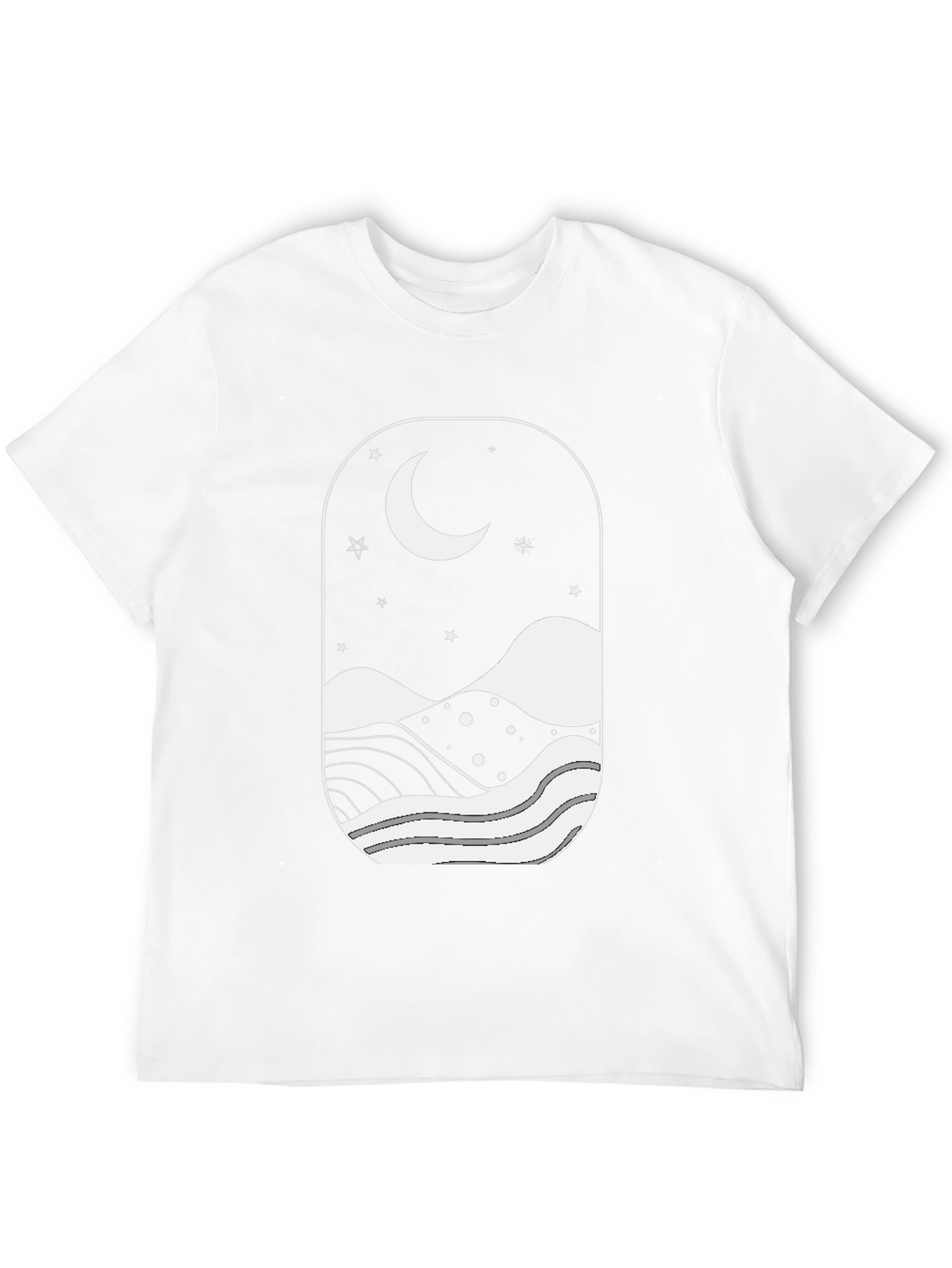 Moonlit Landscape Black Graphic T-Shirt