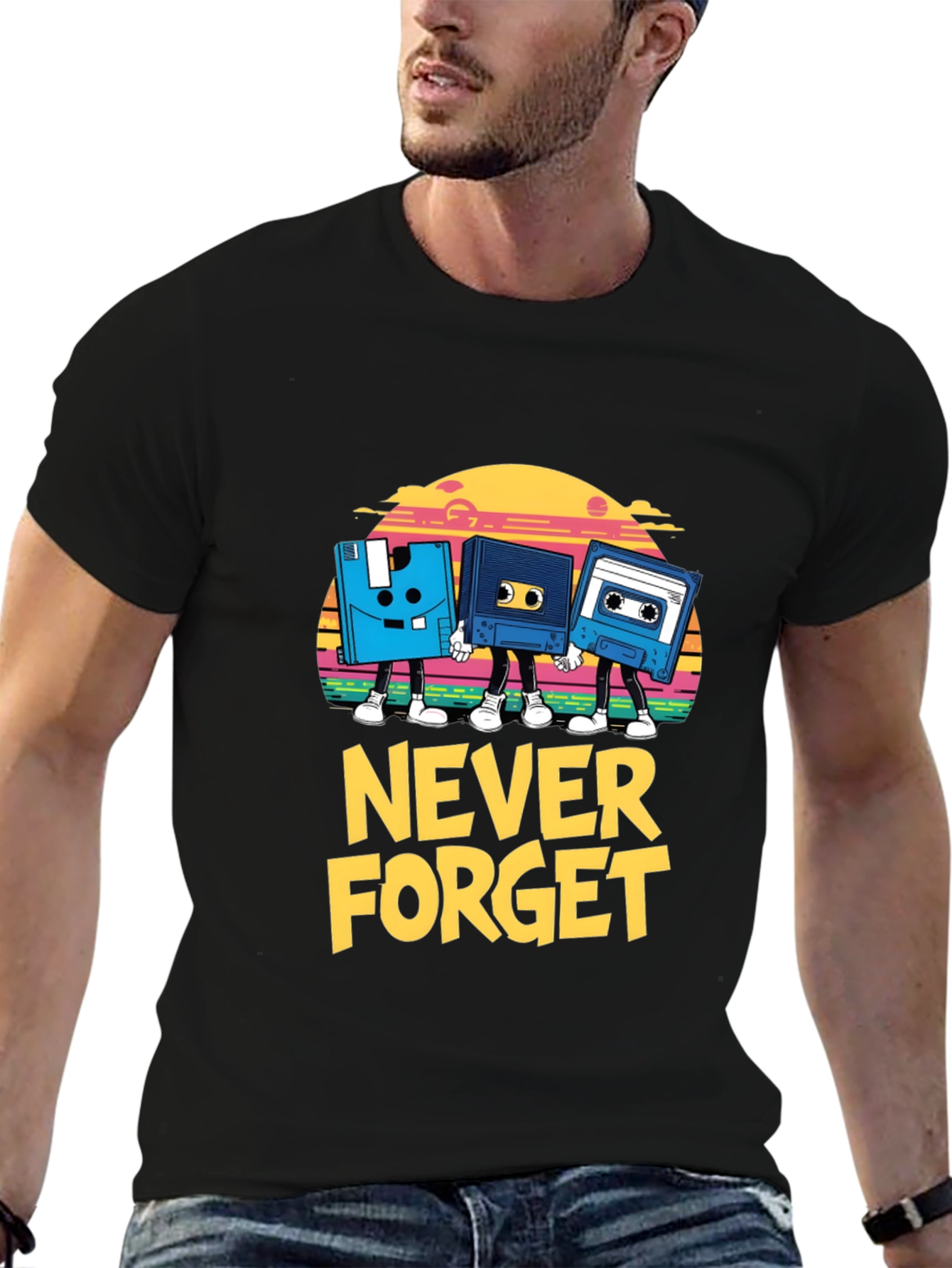 Retro Never Forget Black T-Shirt