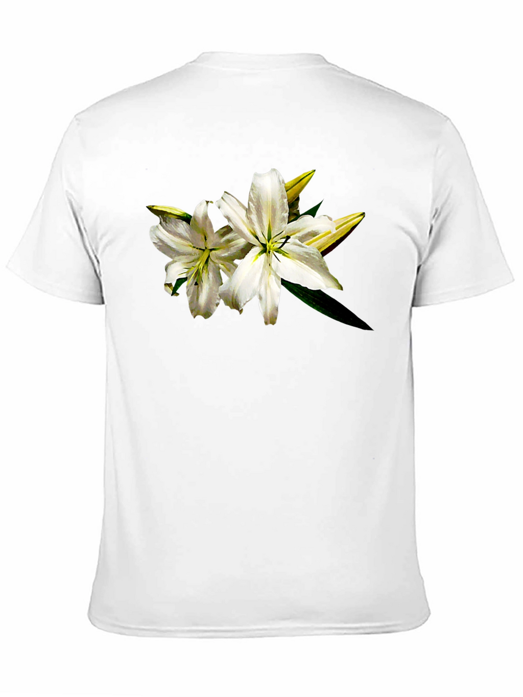 White Lily Graphic Tee - Black Cotton T-Shirt