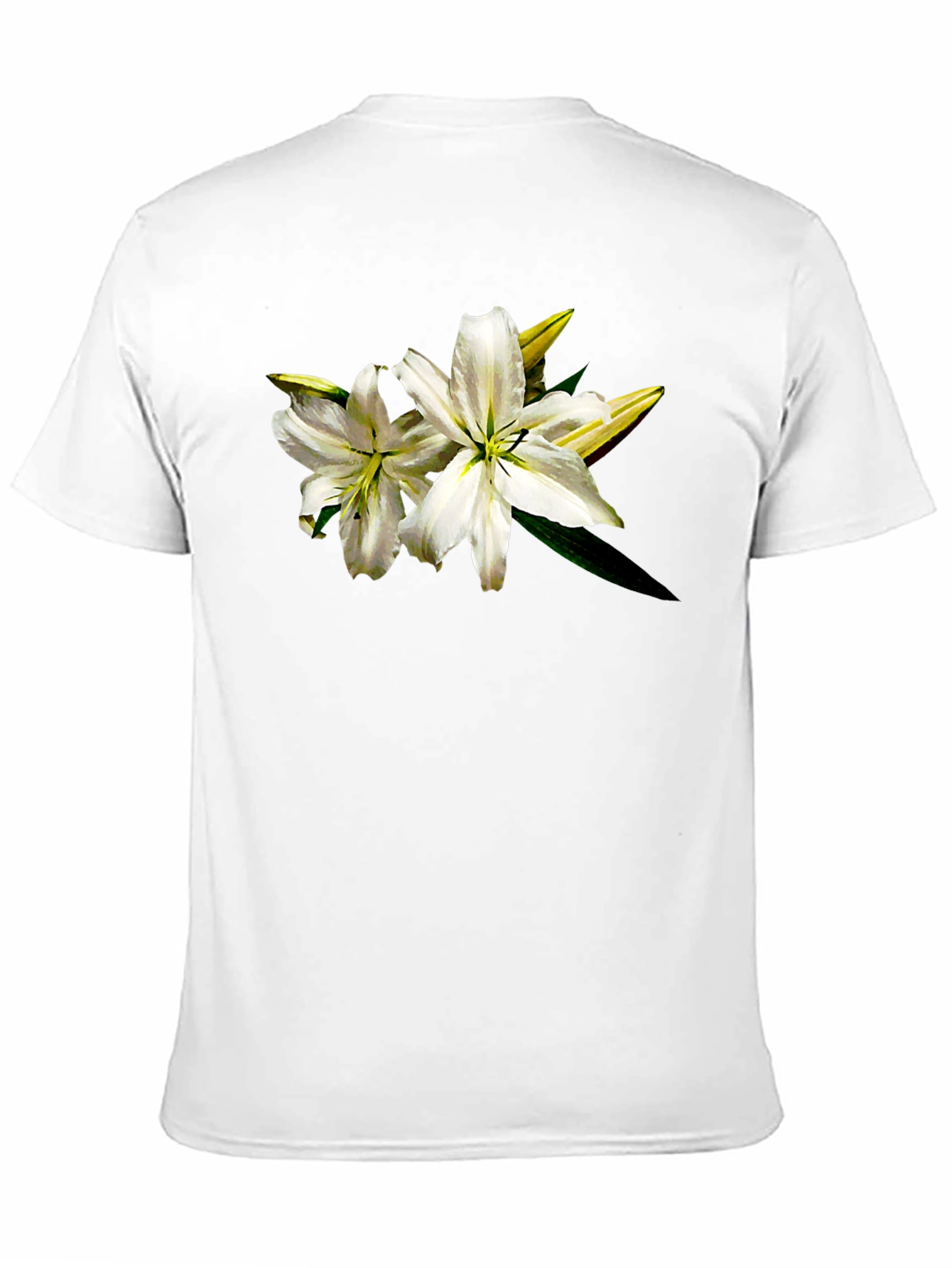 White Lily Graphic Tee - Black Cotton T-Shirt