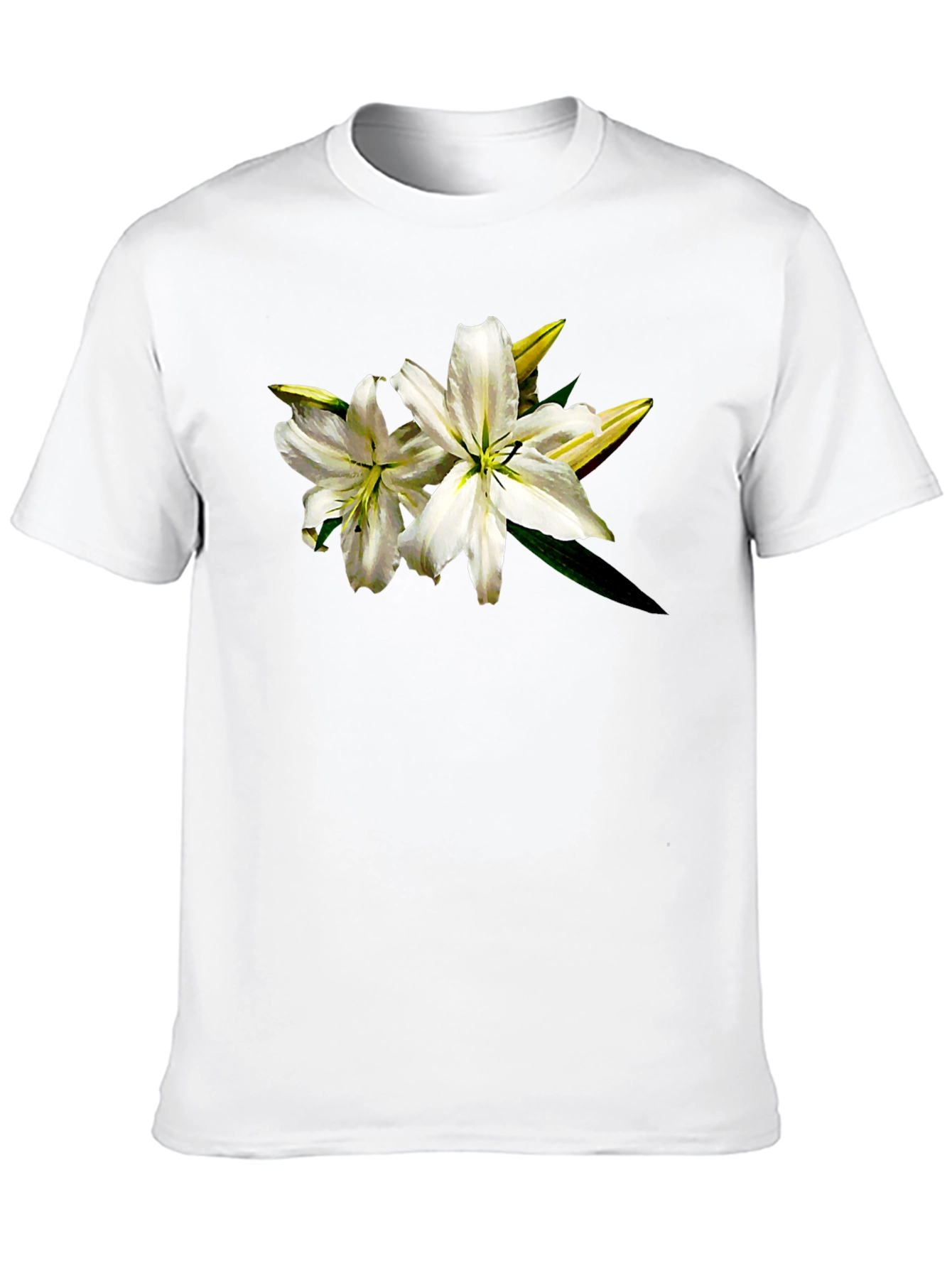 White Lily Graphic Tee - Black Cotton T-Shirt