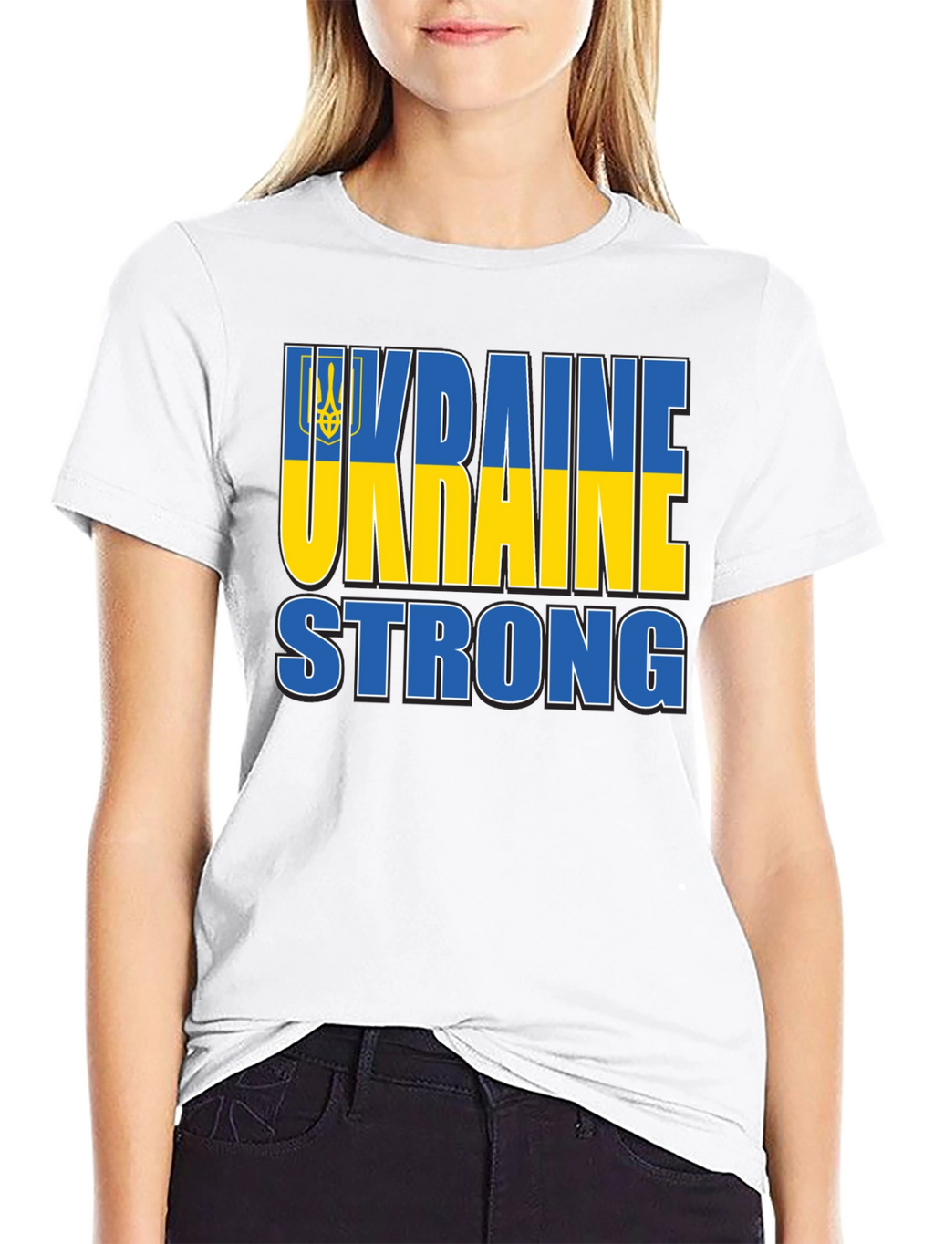 Ukraine Strong T-Shirt - Blue and Yellow Design