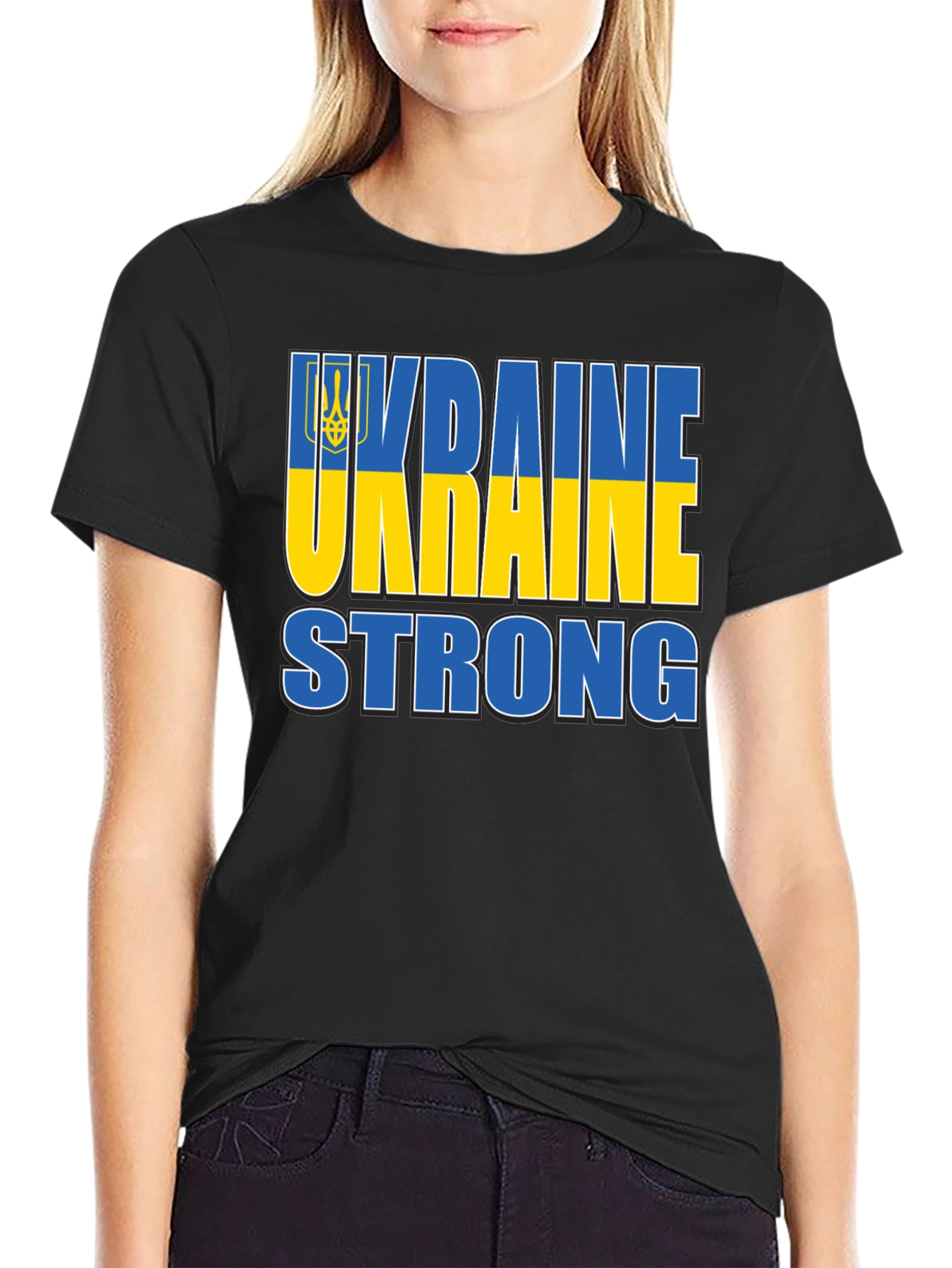 Ukraine Strong T-Shirt - Blue and Yellow Design