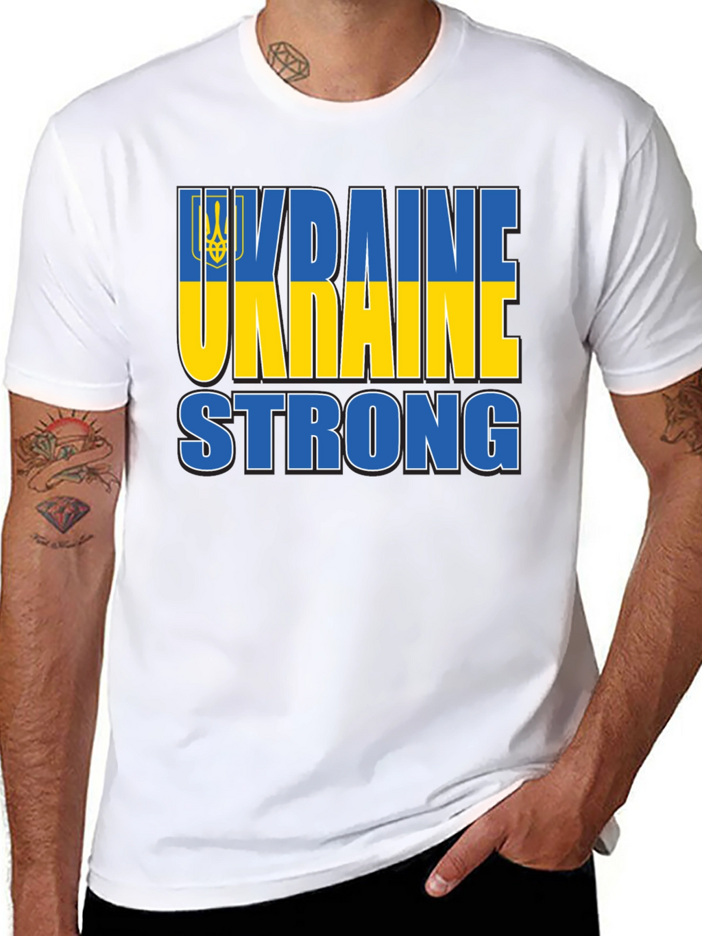 Ukraine Strong T-Shirt - Blue and Yellow Design