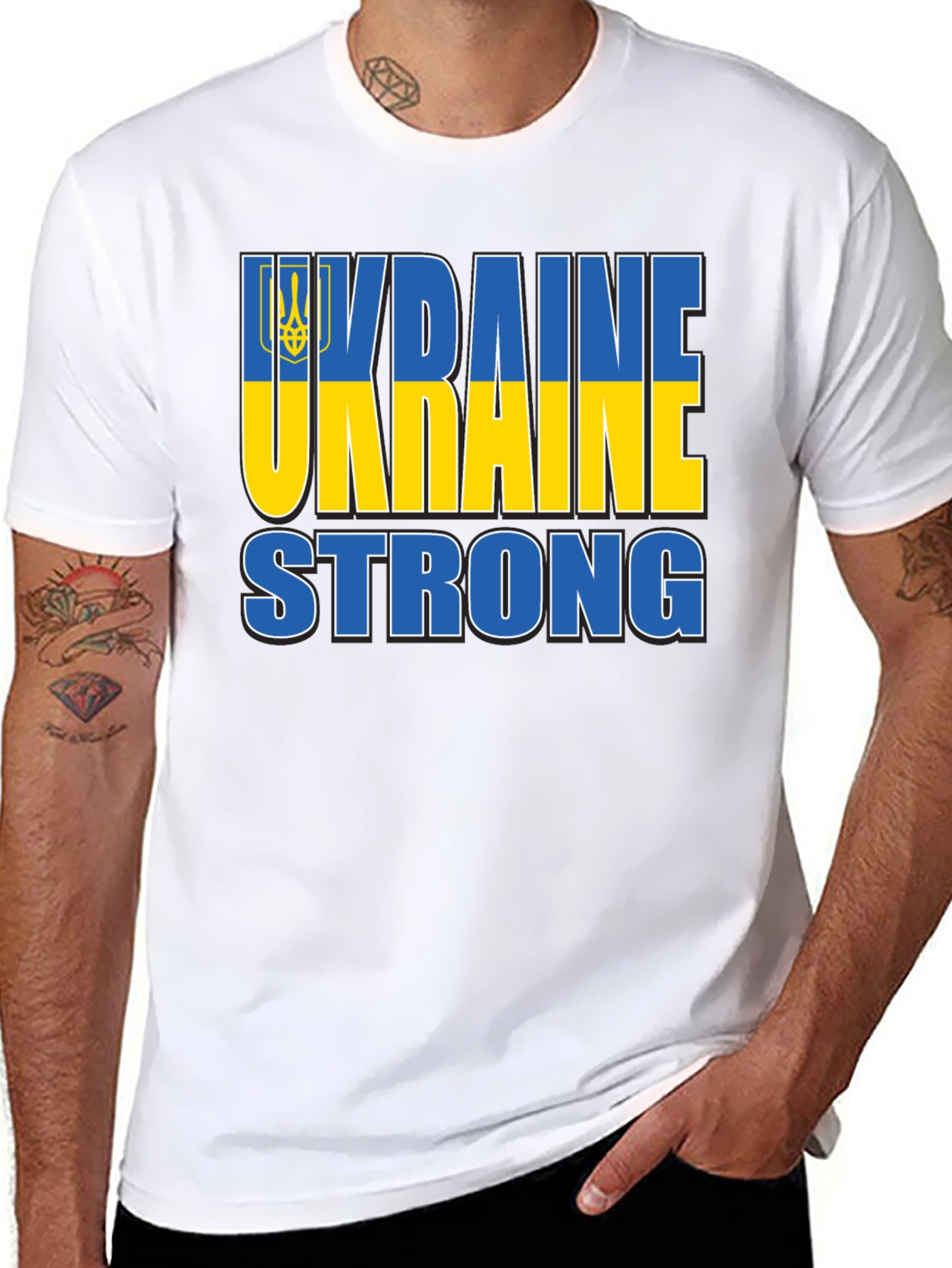 Ukraine Strong T-Shirt - Blue and Yellow Design