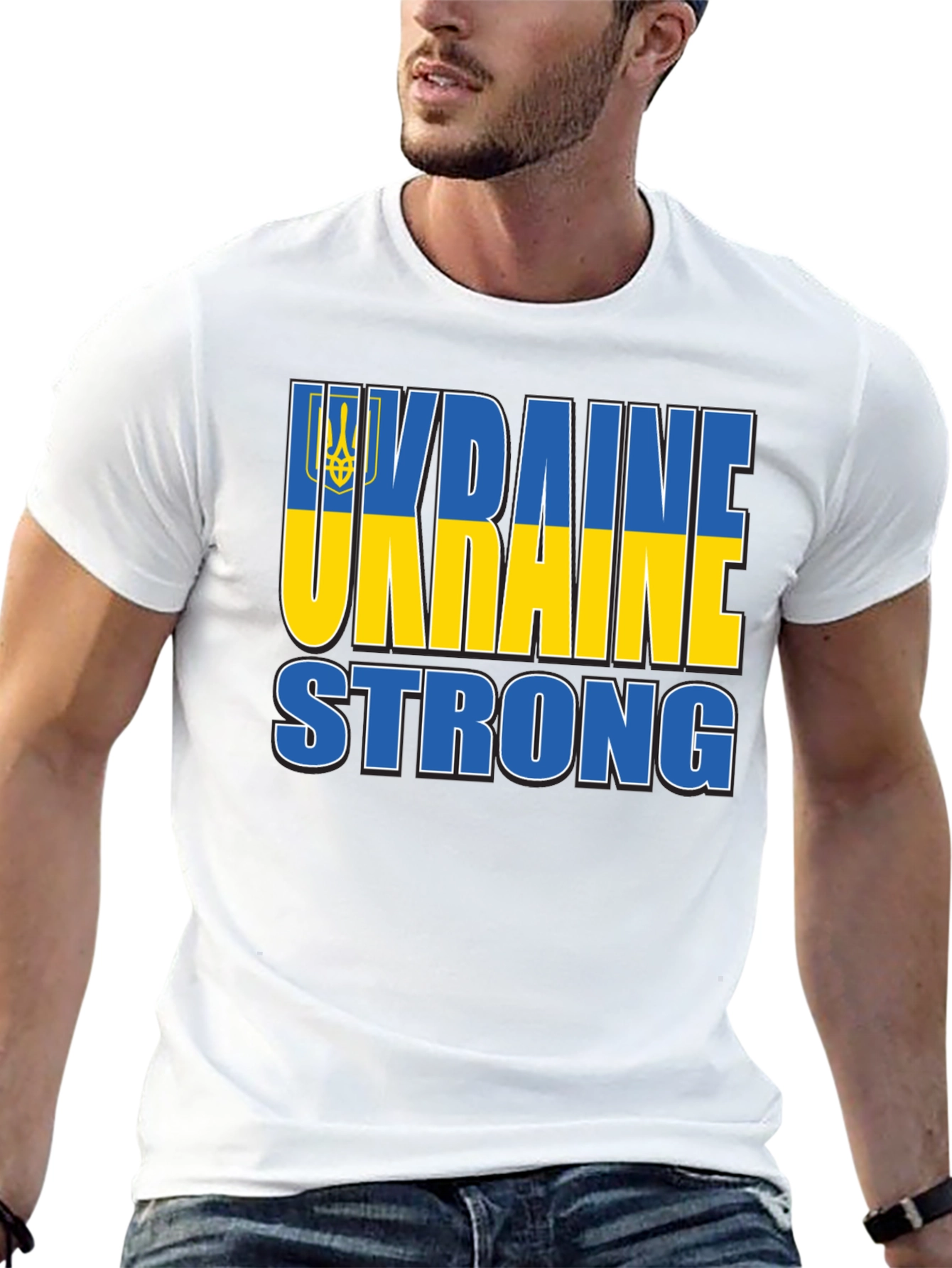 Ukraine Strong T-Shirt - Blue and Yellow Design