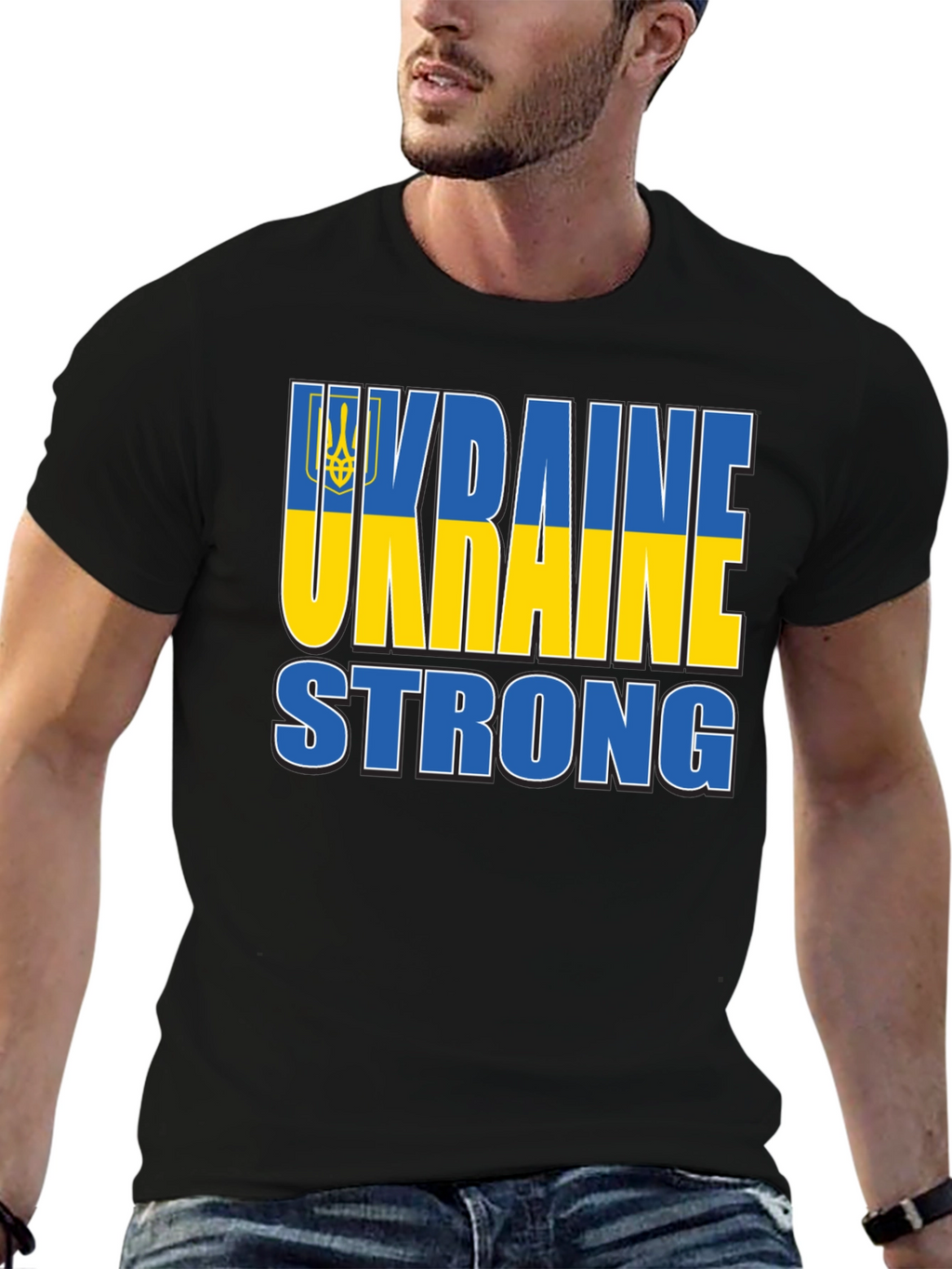 Ukraine Strong T-Shirt - Blue and Yellow Design