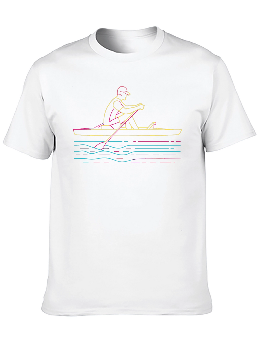 Rowing Graphic Black Tee - Unique Line Art Design