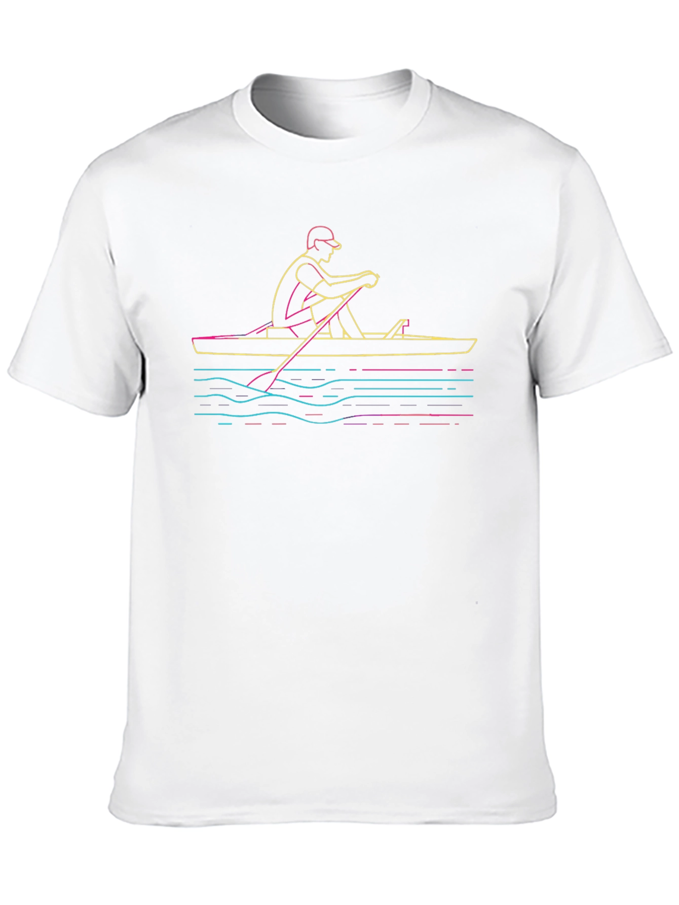 Rowing Graphic Black Tee - Unique Line Art Design