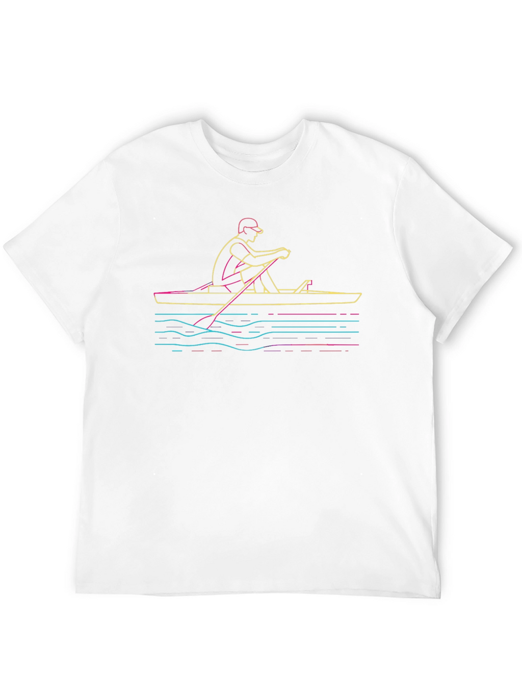 Rowing Graphic Black Tee - Unique Line Art Design