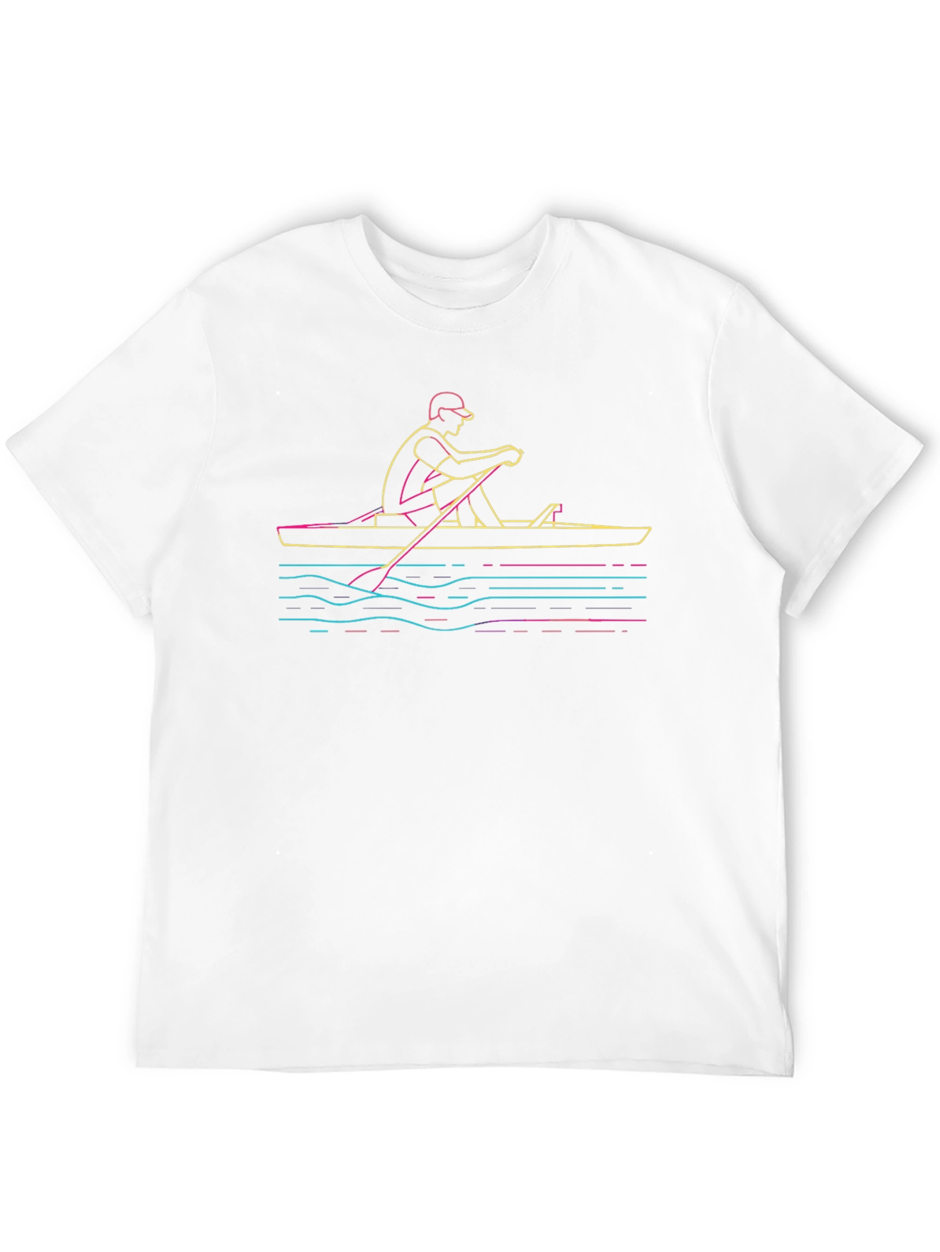 Rowing Graphic Black Tee - Unique Line Art Design