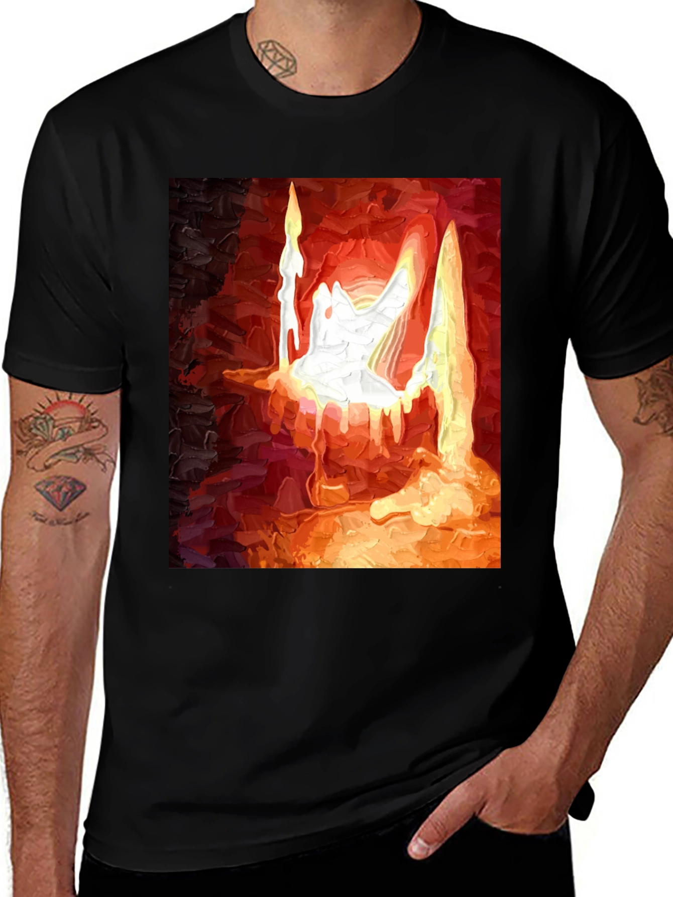 Abstract Candle Graphic T-Shirt