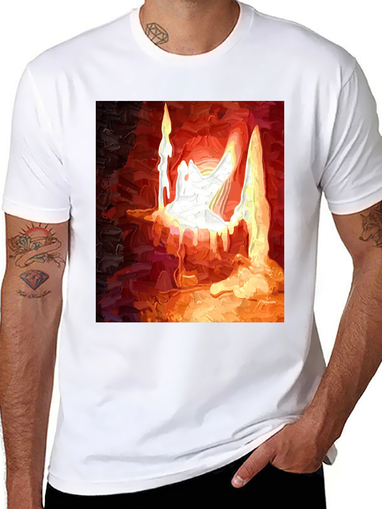 Abstract Candle Graphic T-Shirt