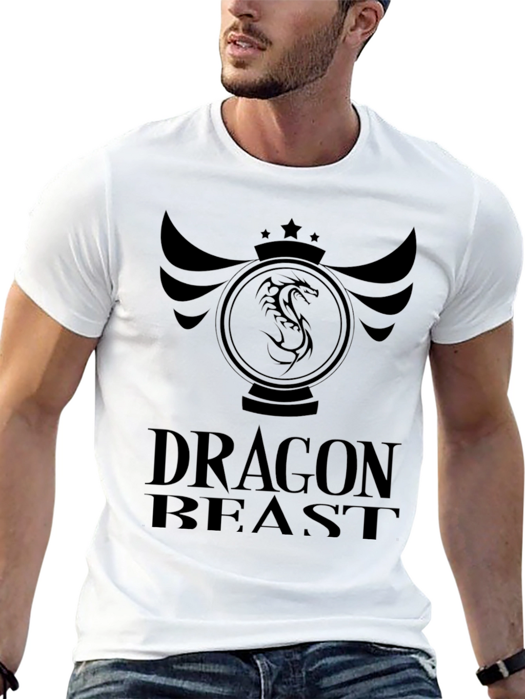 Dragon Beast Graphic Tee - Black Cotton T-Shirt