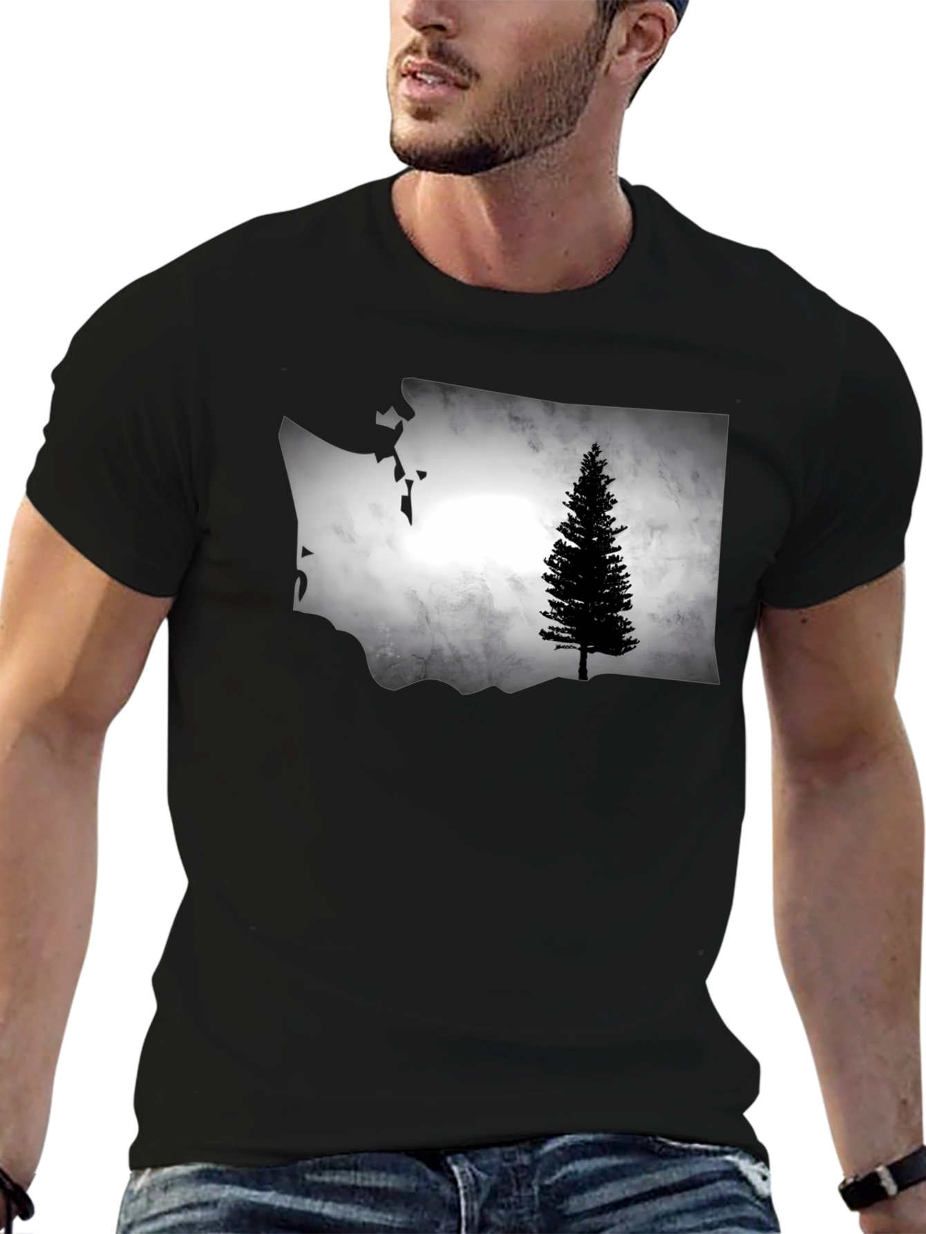 Washington State Tree Graphic Tee - Black