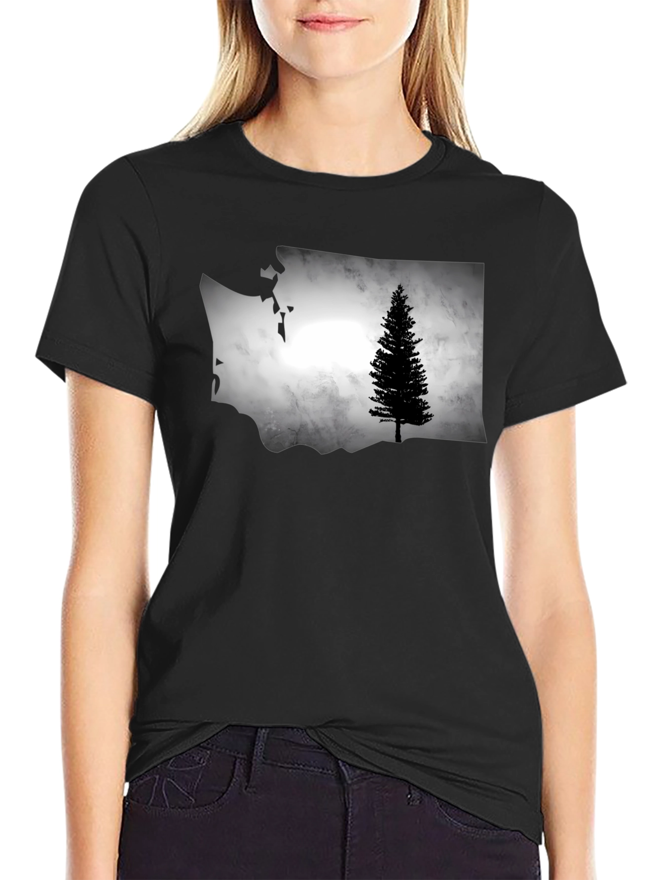 Washington State Tree Graphic Tee - Black
