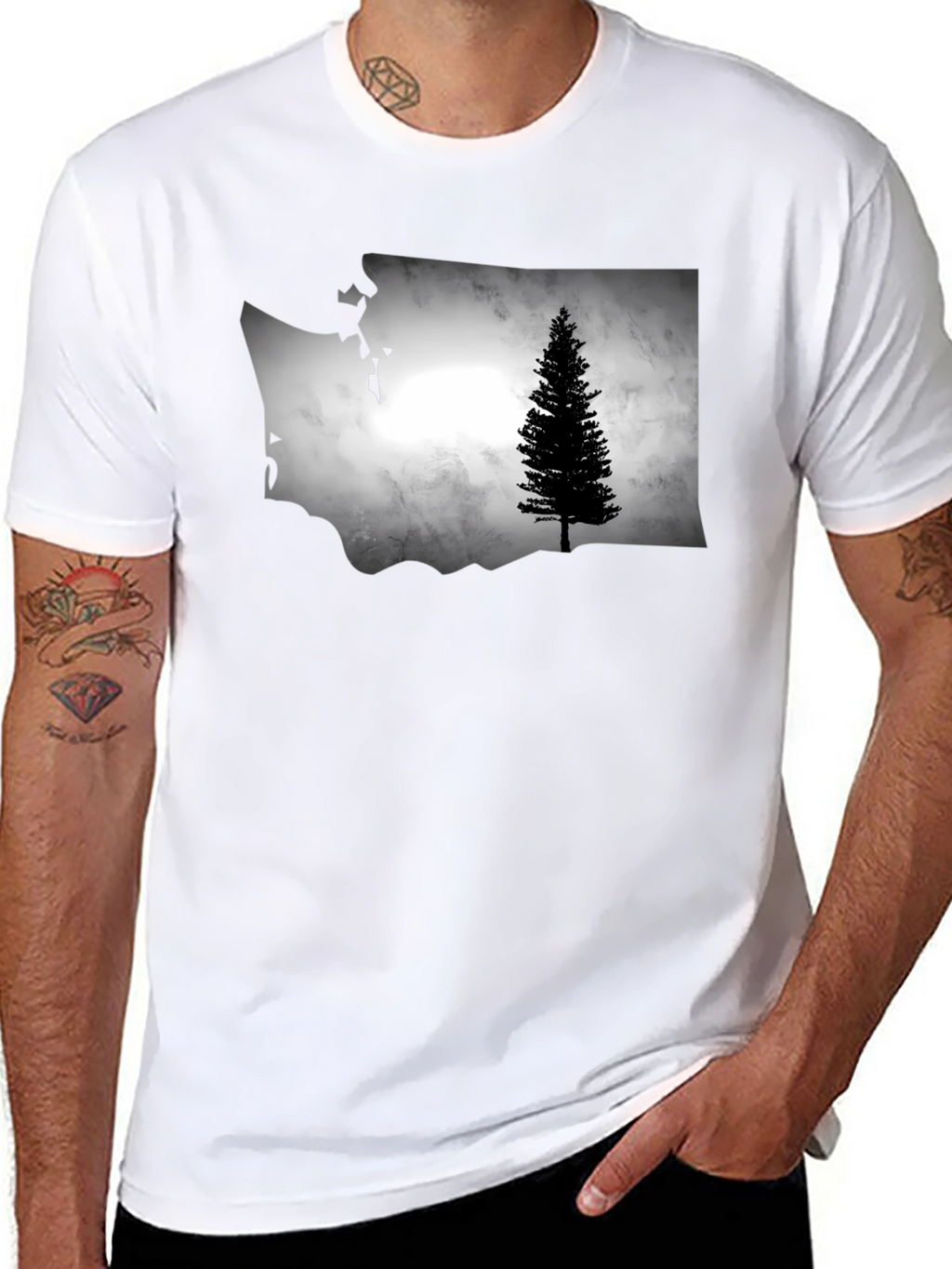 Washington State Tree Graphic Tee - Black