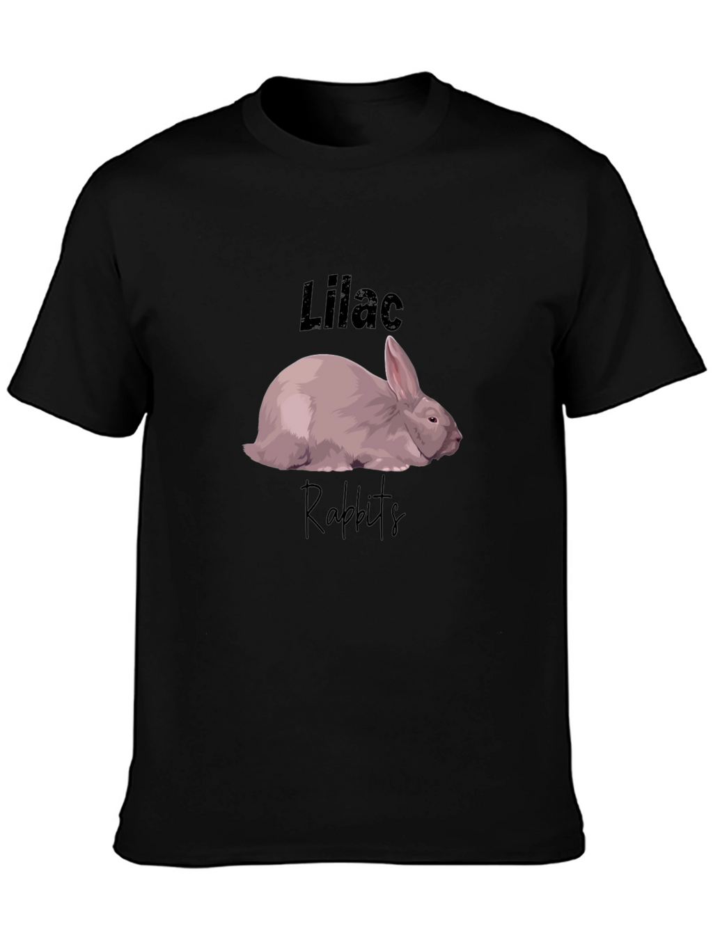 Lilac Rabbits Graphic T-Shirt - Black