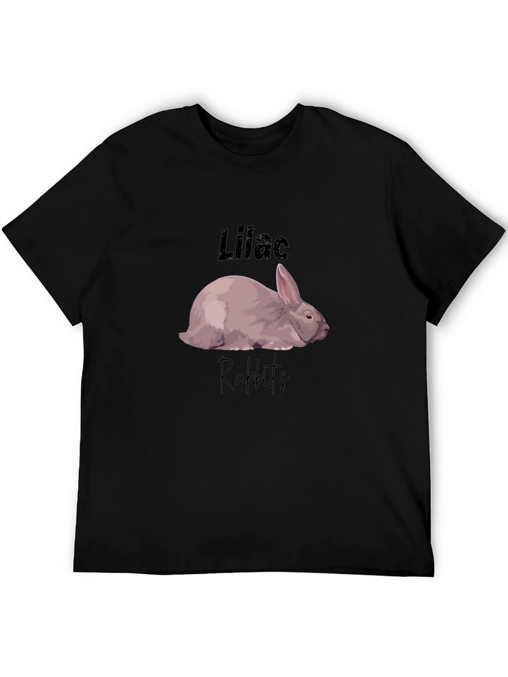 Lilac Rabbits Graphic T-Shirt - Black