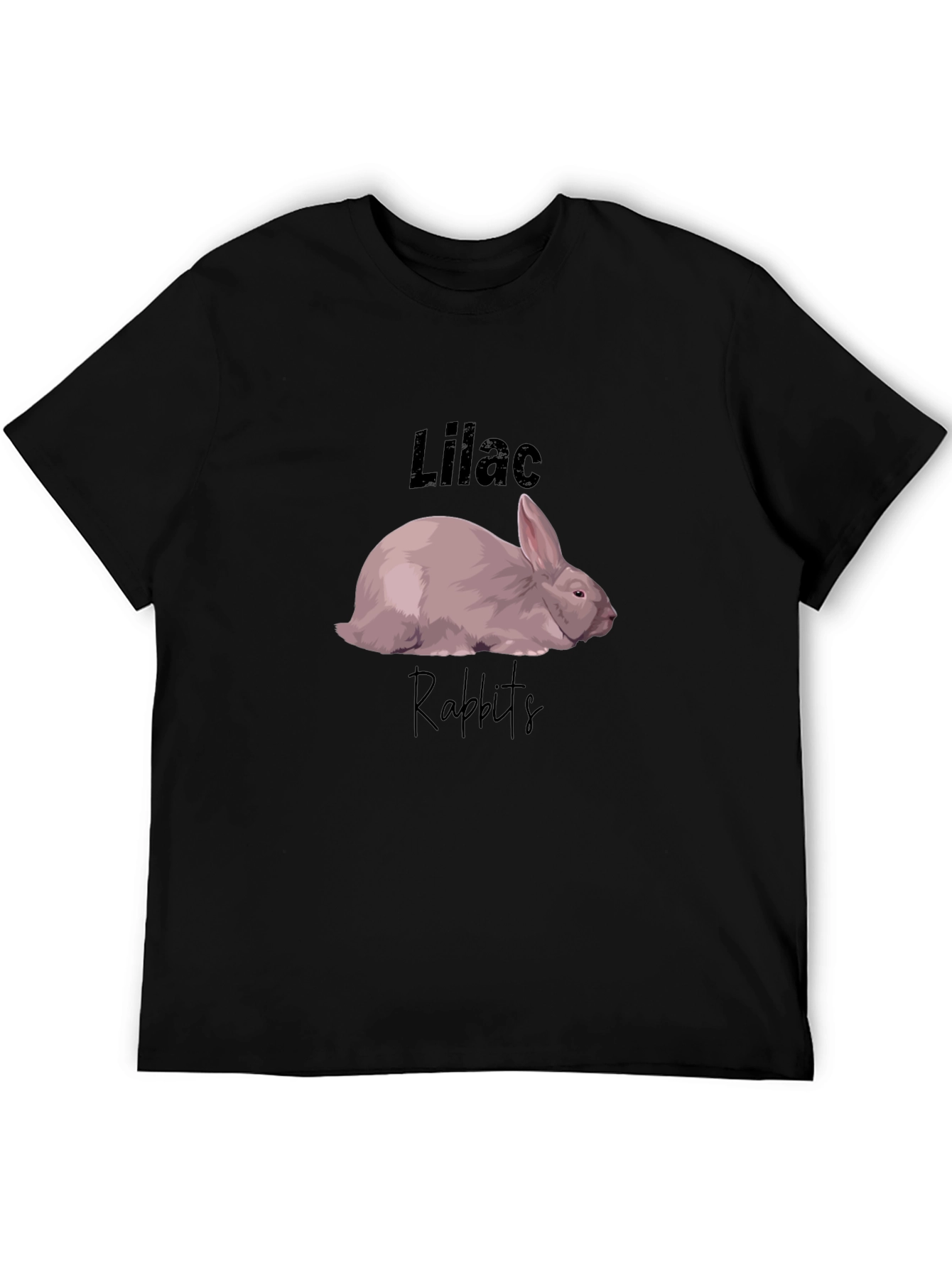 Lilac Rabbits Graphic T-Shirt - Black