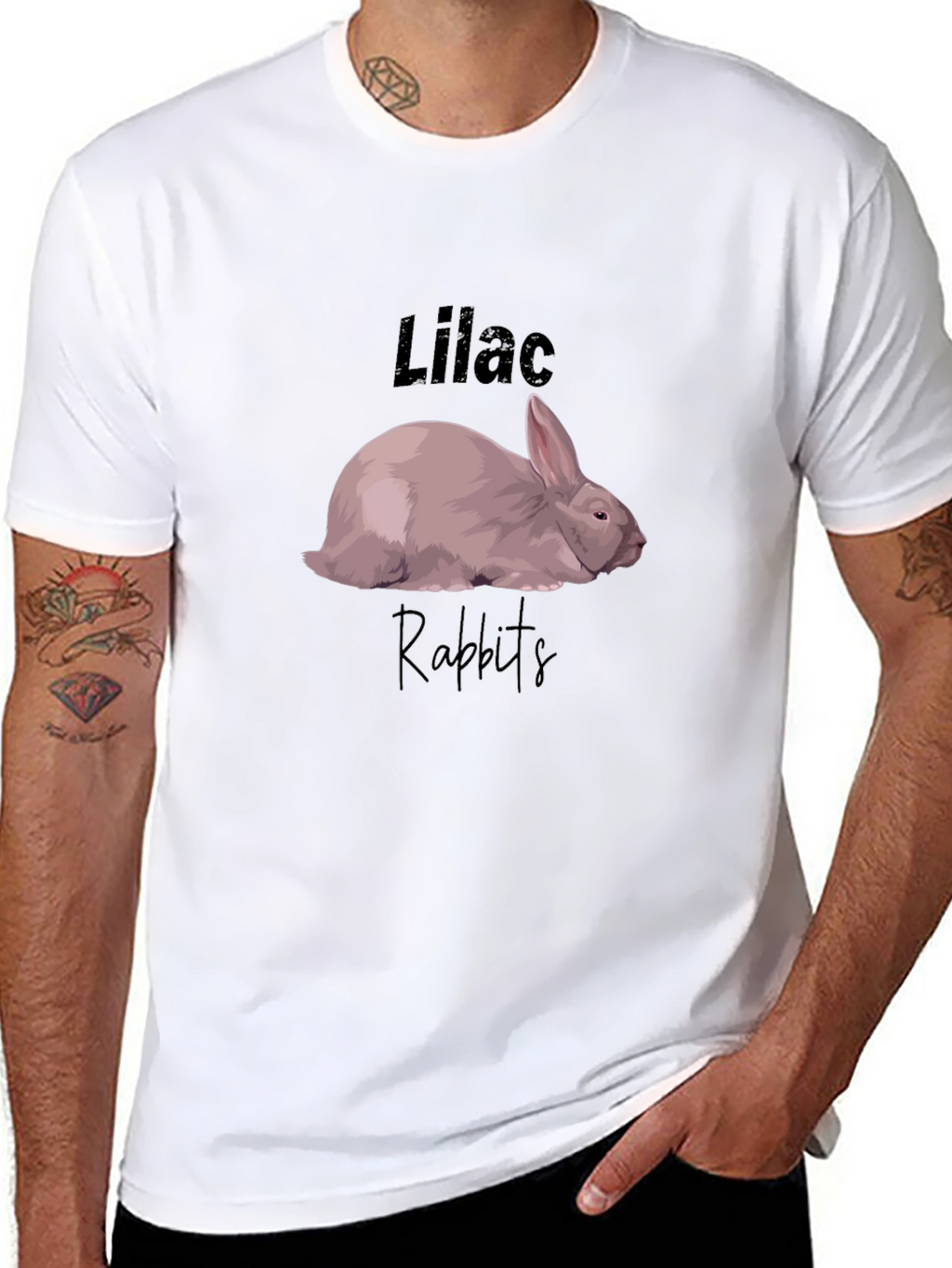 Lilac Rabbits Graphic T-Shirt - Black