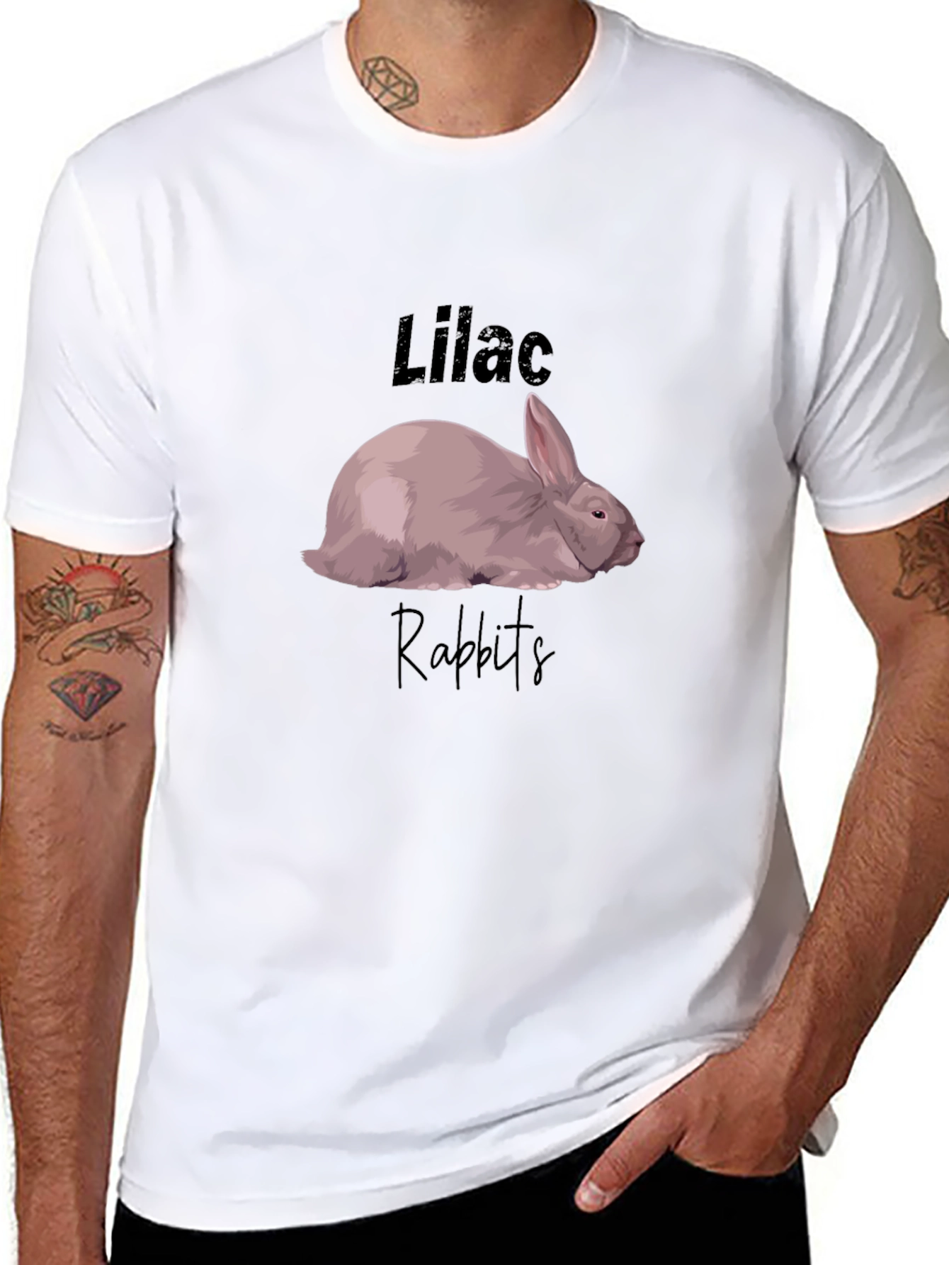 Lilac Rabbits Graphic T-Shirt - Black