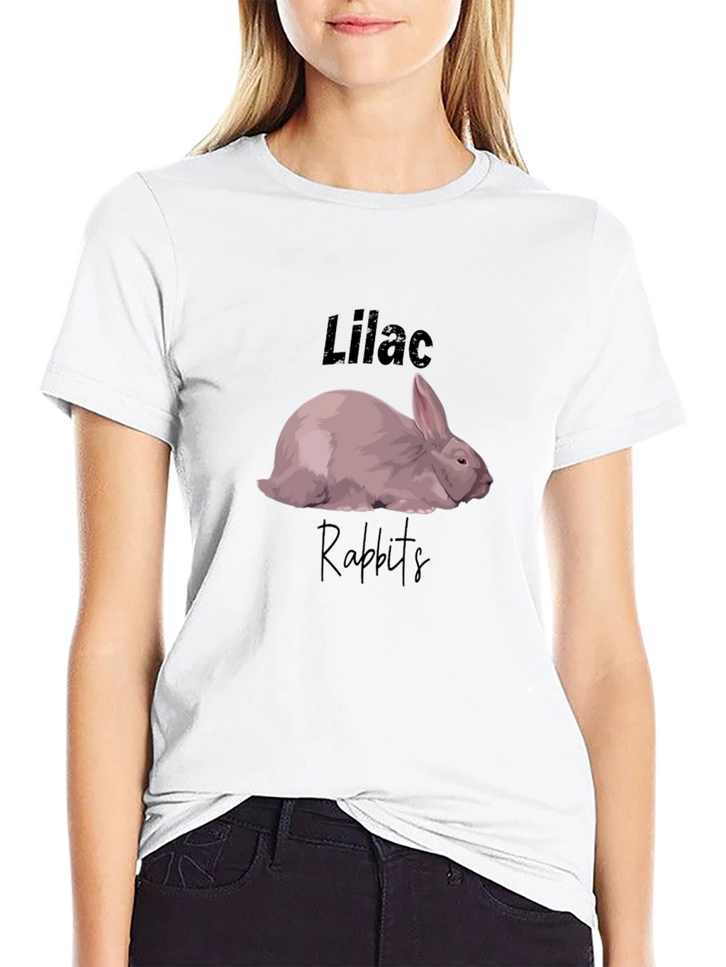 Lilac Rabbits Graphic T-Shirt - Black