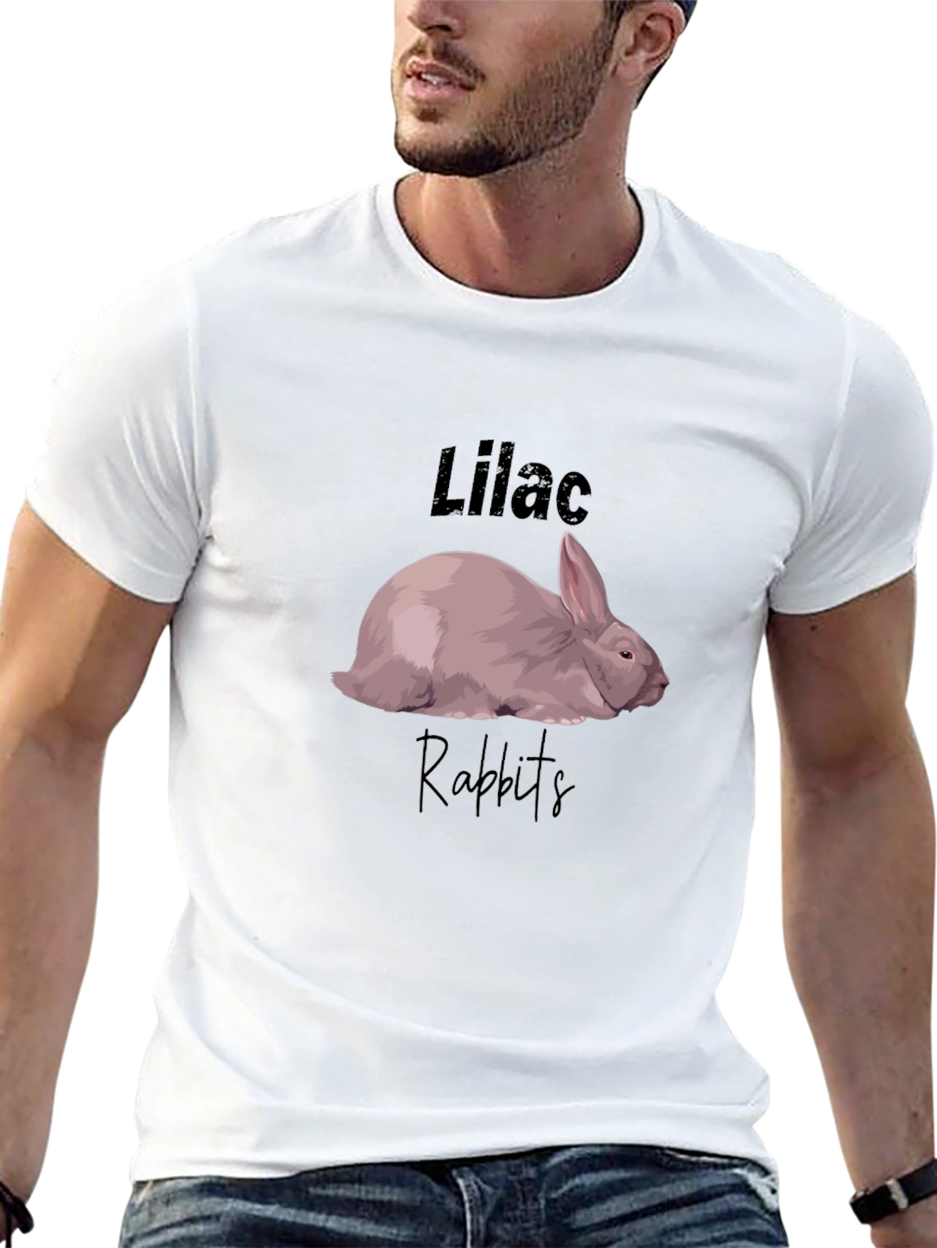 Lilac Rabbits Graphic T-Shirt - Black