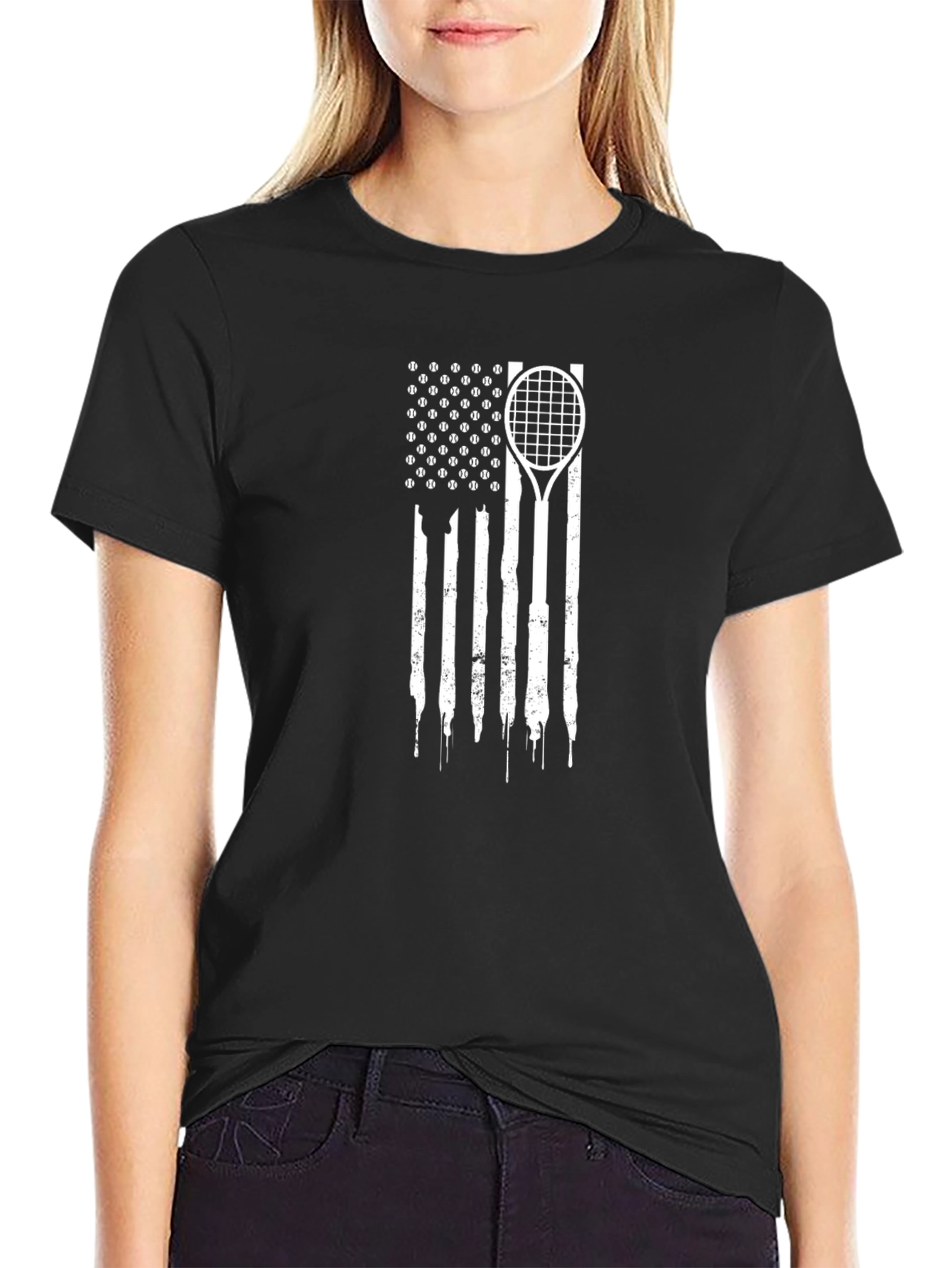 Tennis American Flag Graphic T-Shirt