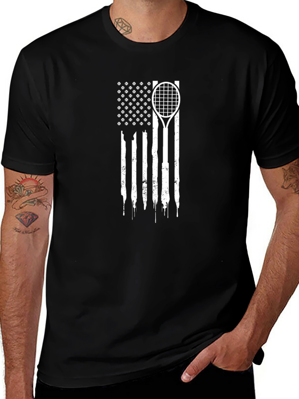 Tennis American Flag Graphic T-Shirt