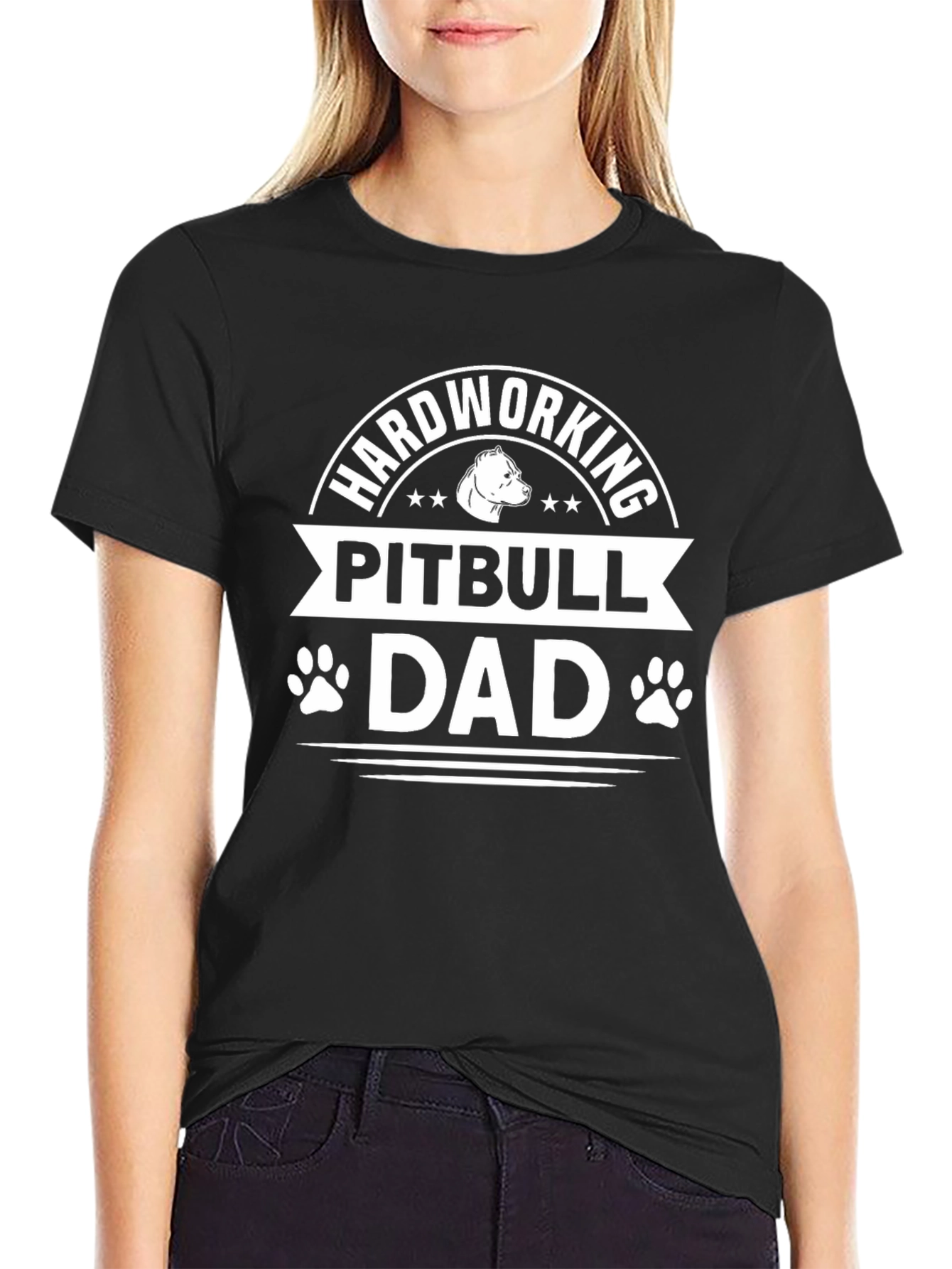 Hardworking Pitbull Dad Black T-Shirt