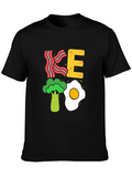 Keto Diet T-Shirt - Bacon Egg and Broccoli Design